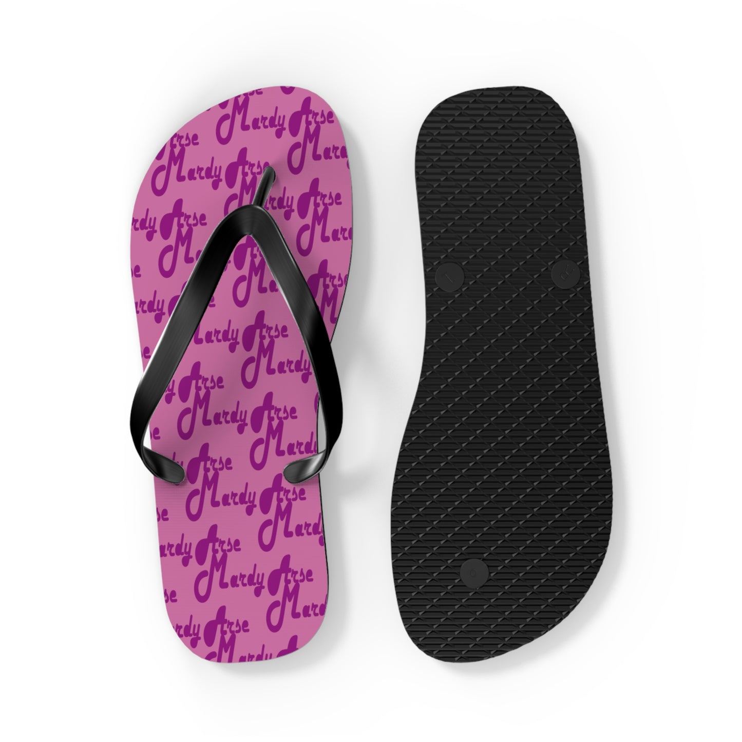 Mardy Arse, Sheffield Dialect Purple Typography Pattern Flip Flops