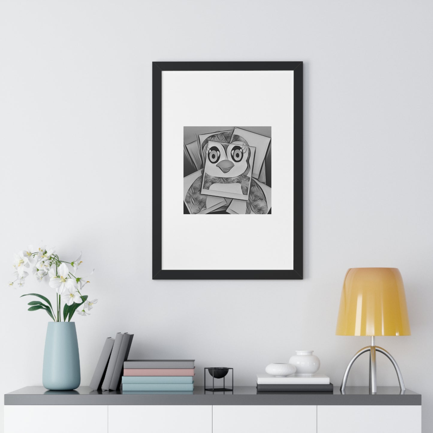 The Penguinies Photogprah Black & White Art Framed Vertical Poster