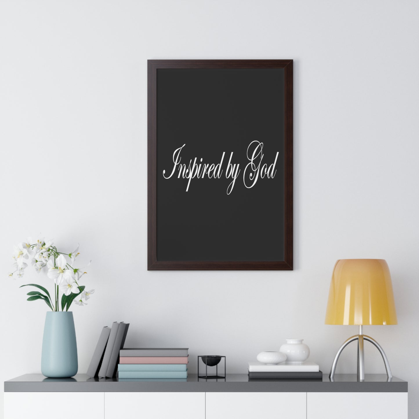 Inspired by God Typography Quote Framed Vertical Poster