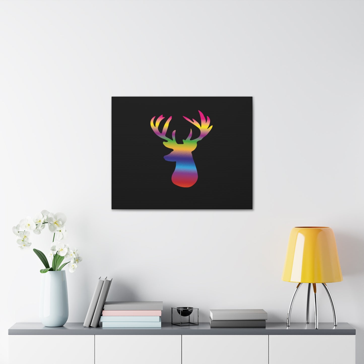 Rainbow Stag Head Canvas Gallery Wraps