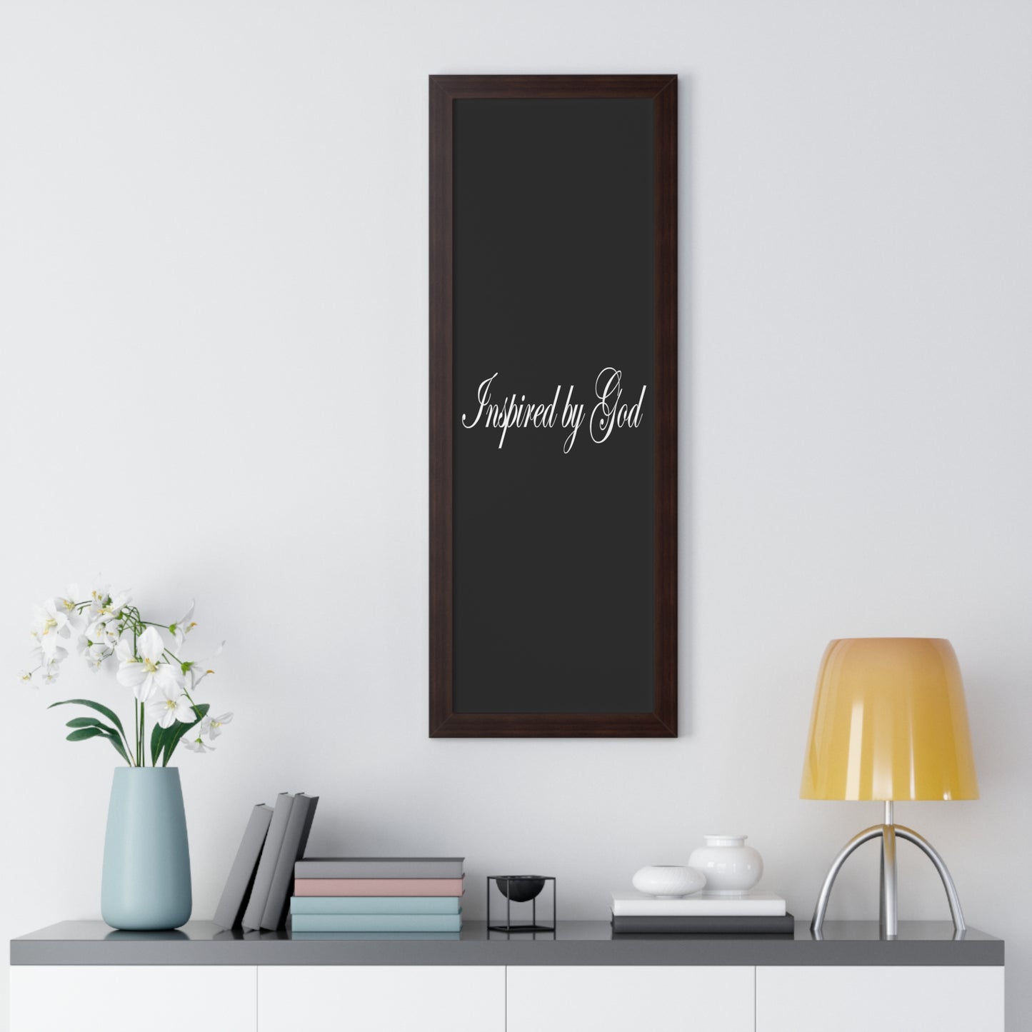 Inspired by God Typography Quote Framed Vertical Poster