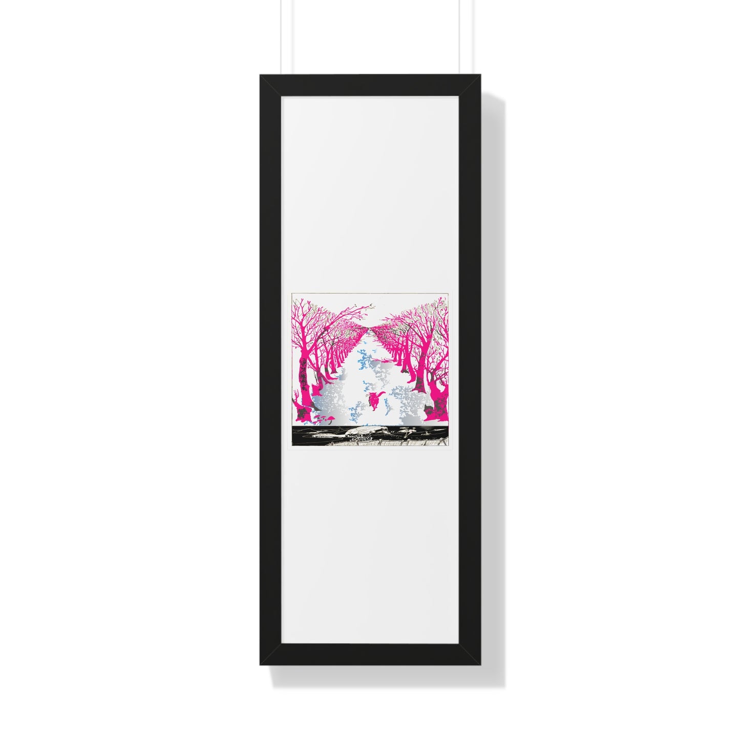 Pink Cat in the Woods Art Work Framed Vertical Poster