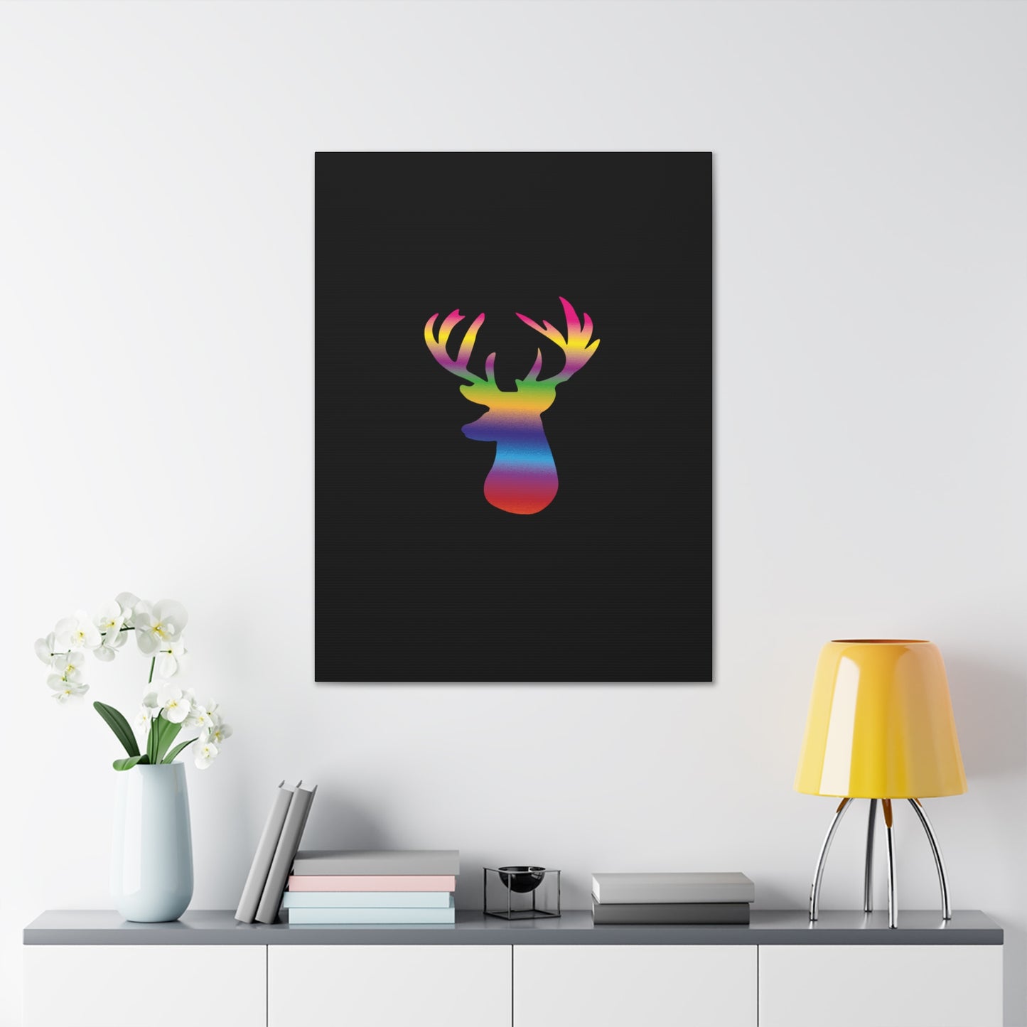 Rainbow Stag Head Canvas Gallery Wraps