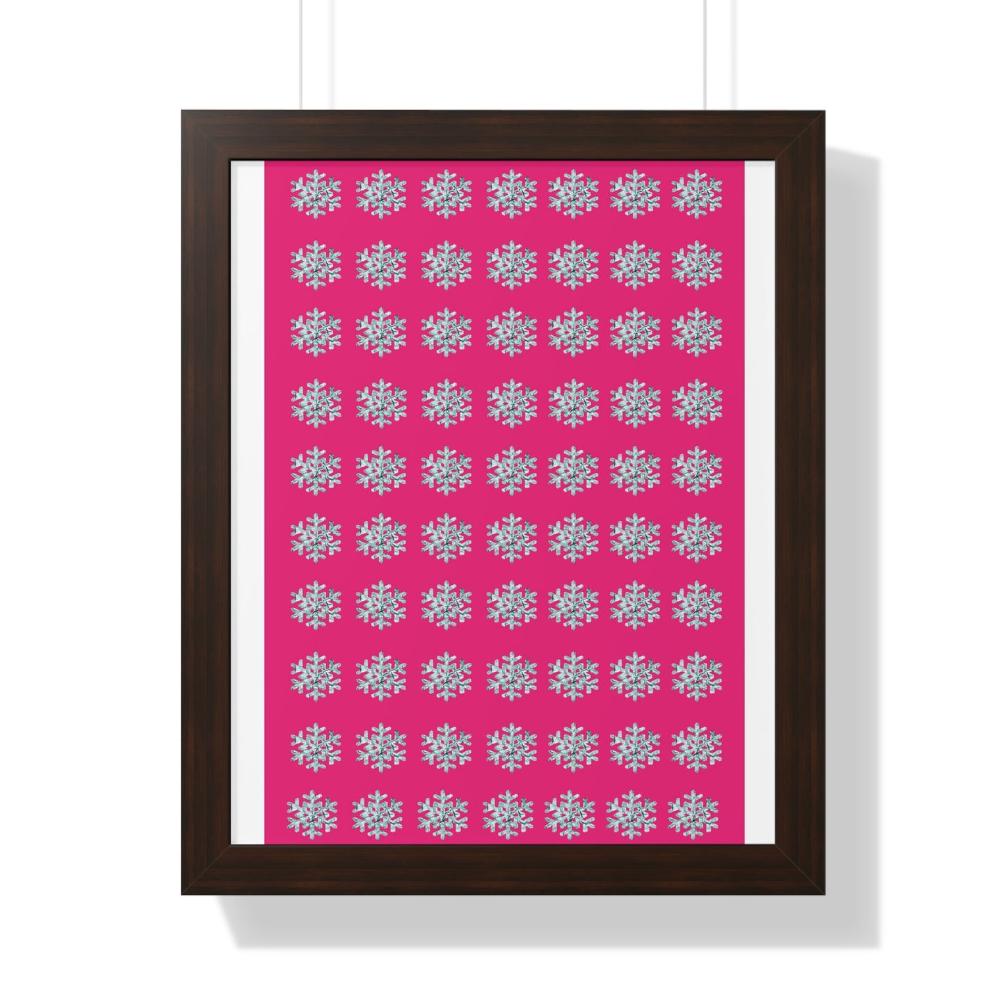 Snowflake Pattern Pink Framed Vertical Poster