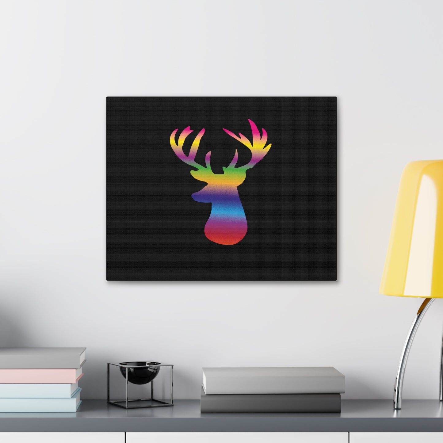 Rainbow Stag Head Canvas Gallery Wraps