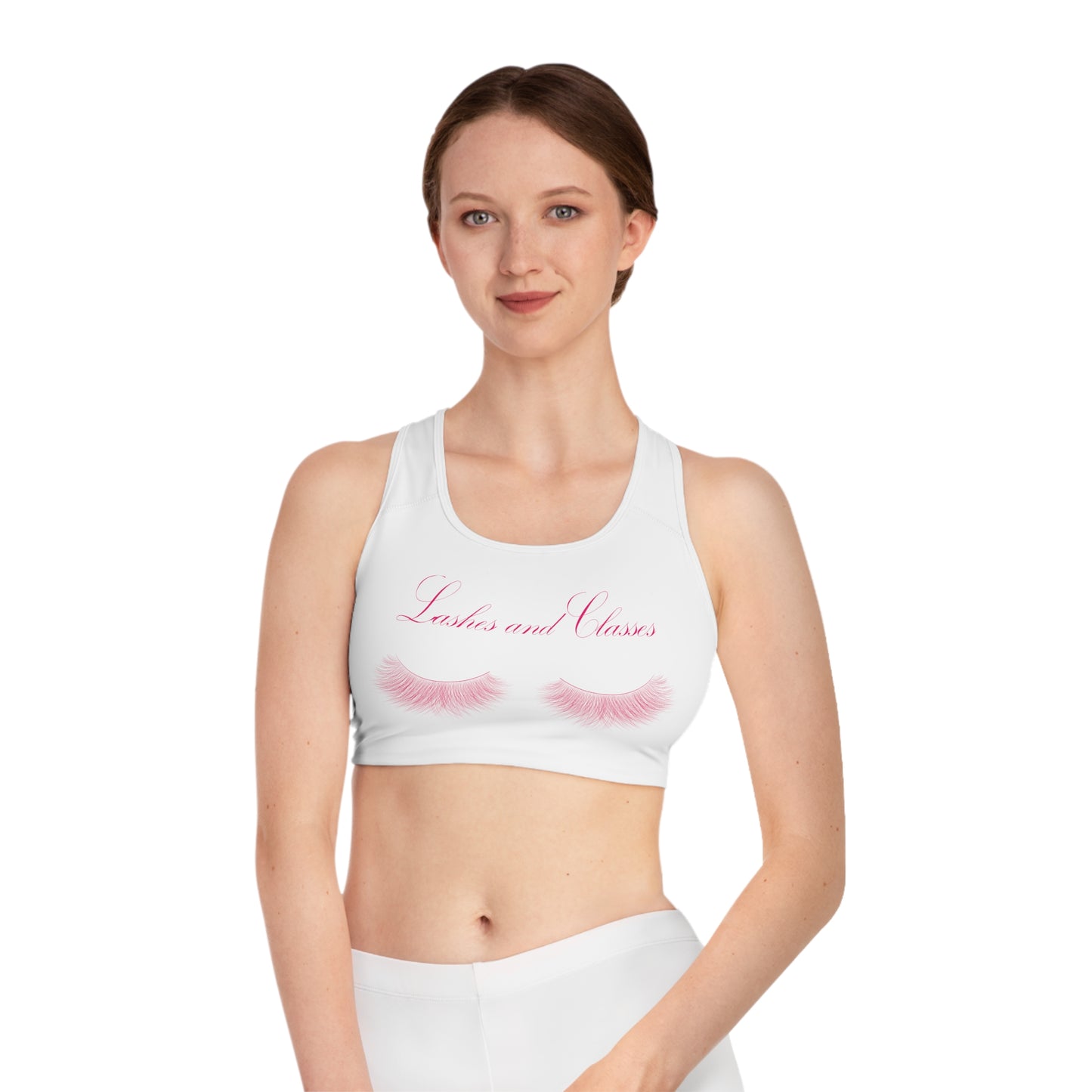 Lashes & Classes Pink Logo  Sports Bra (AOP)