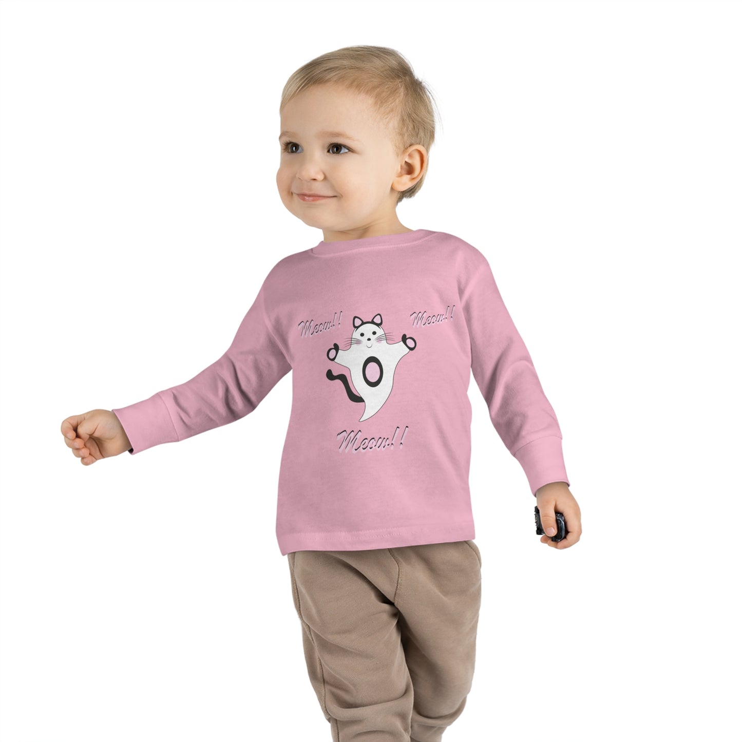 Meow!! Cat Ghost Toddler Long Sleeve Tee