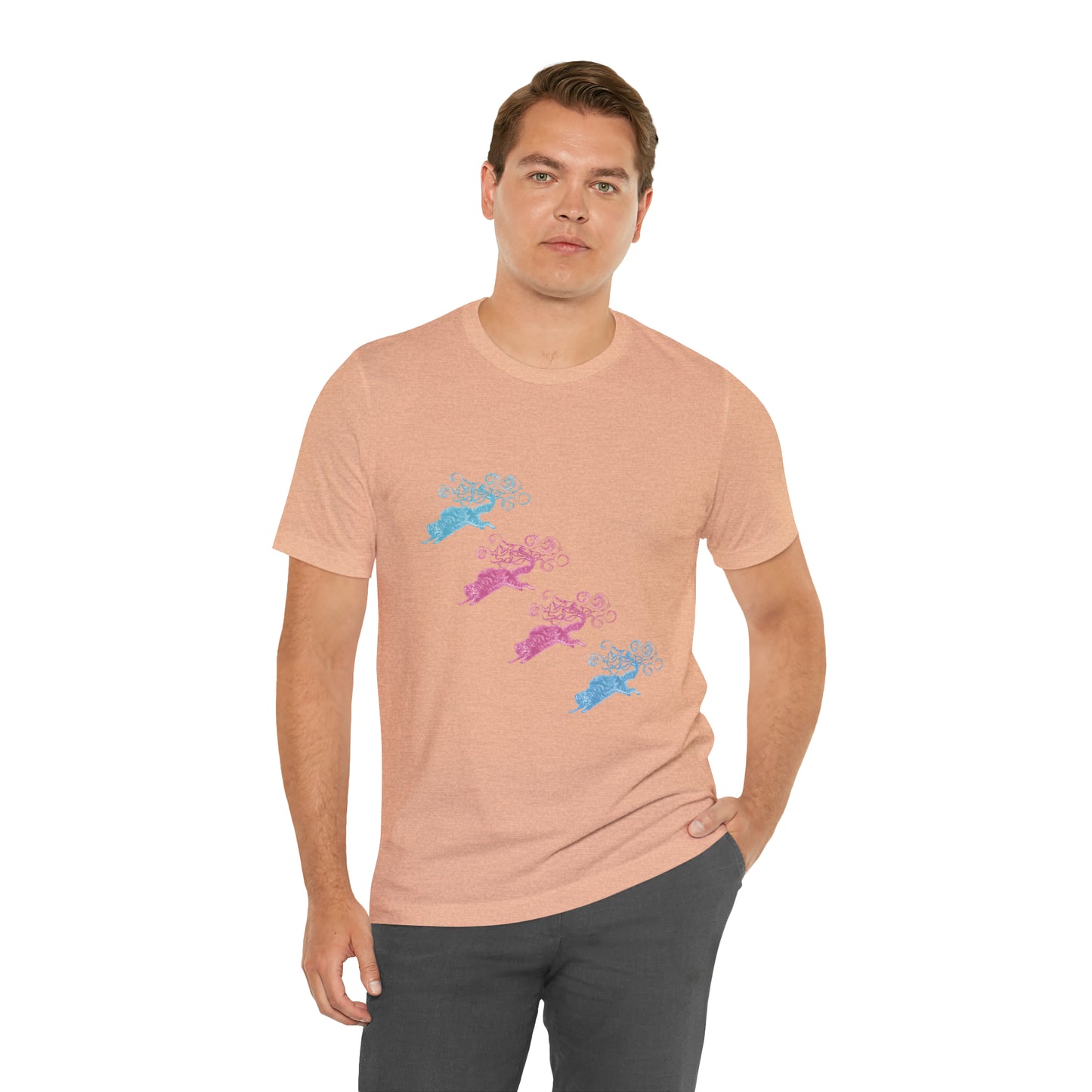 Pink & Blue Cat's Tail's Art Unisex Jersey Short Sleeve Tee