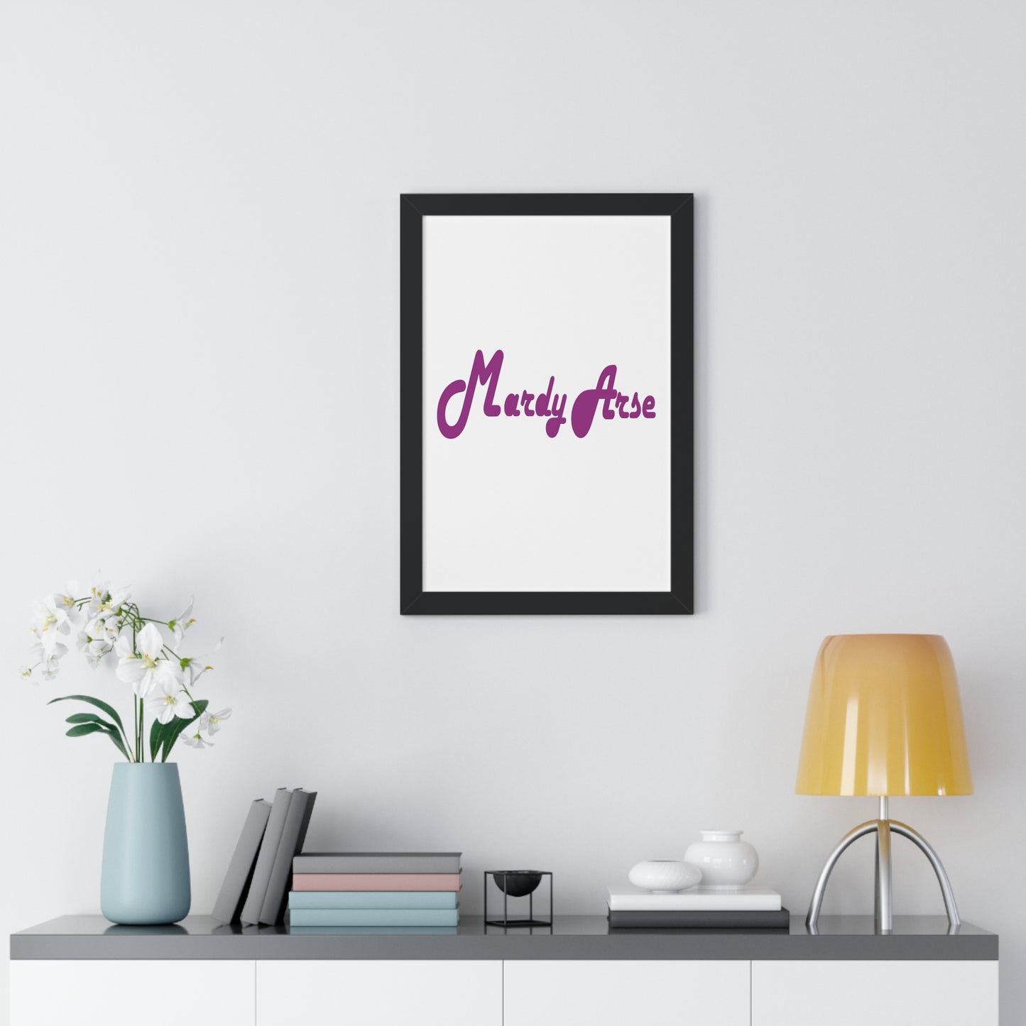 Mardy Arse, Sheffield Dialect Purple Typography Framed Vertical Poster