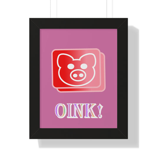 Pig Oink! Pink Digital Art Framed Vertical Poster