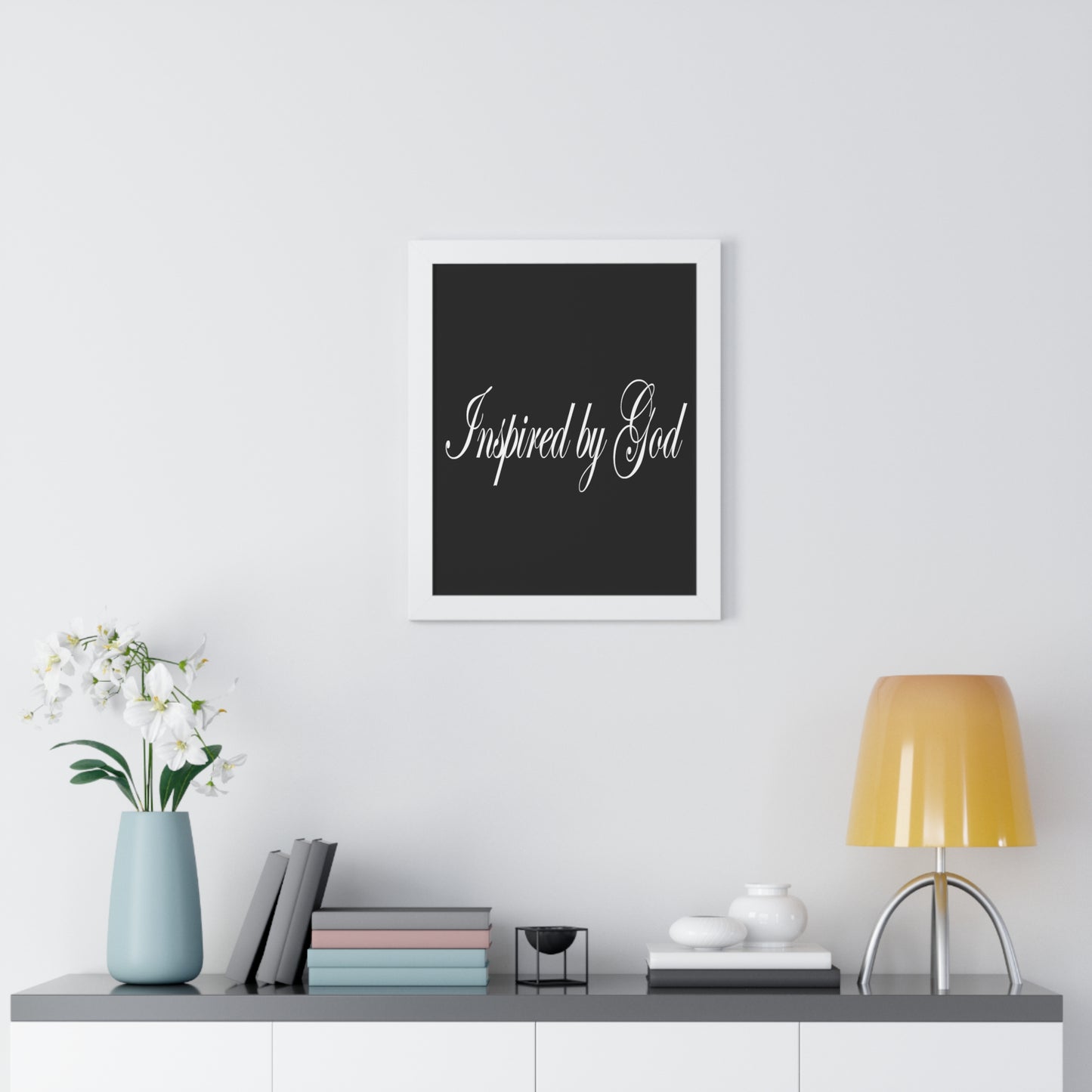 Inspired by God Typography Quote Framed Vertical Poster