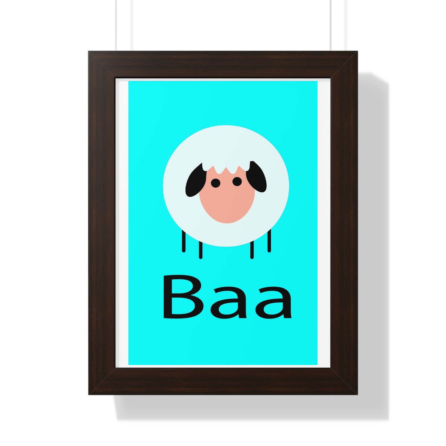 Sheep Baa Blue Art Framed Vertical Poster