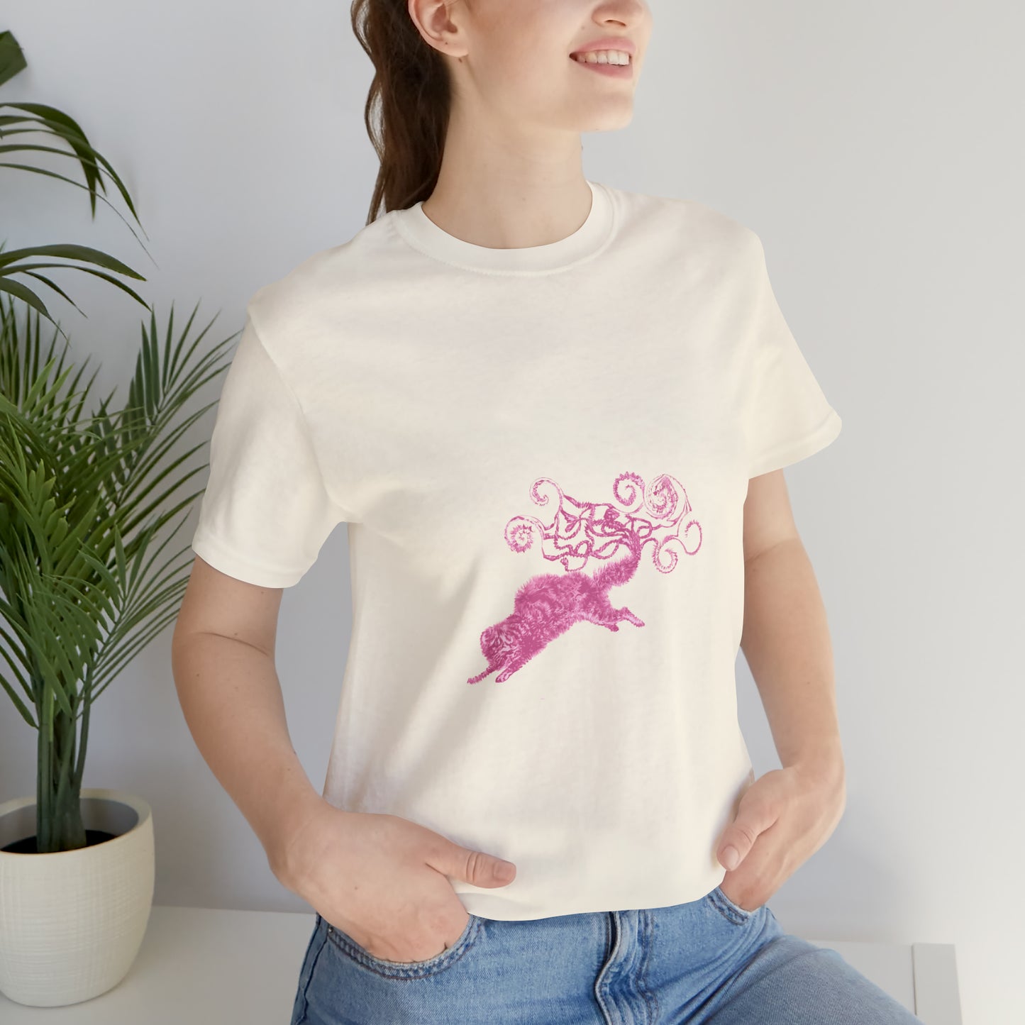 Pink Cat's Tail Art Unisex Jersey Short Sleeve Tee