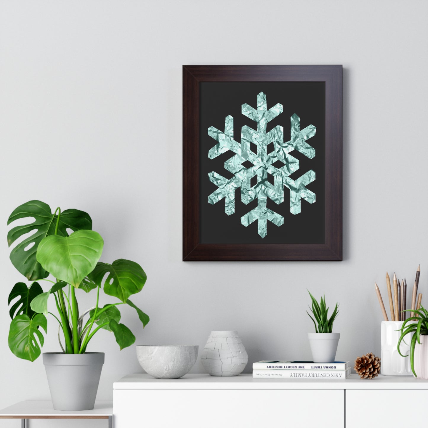 Snowflake Foil Art Framed Vertical Poster