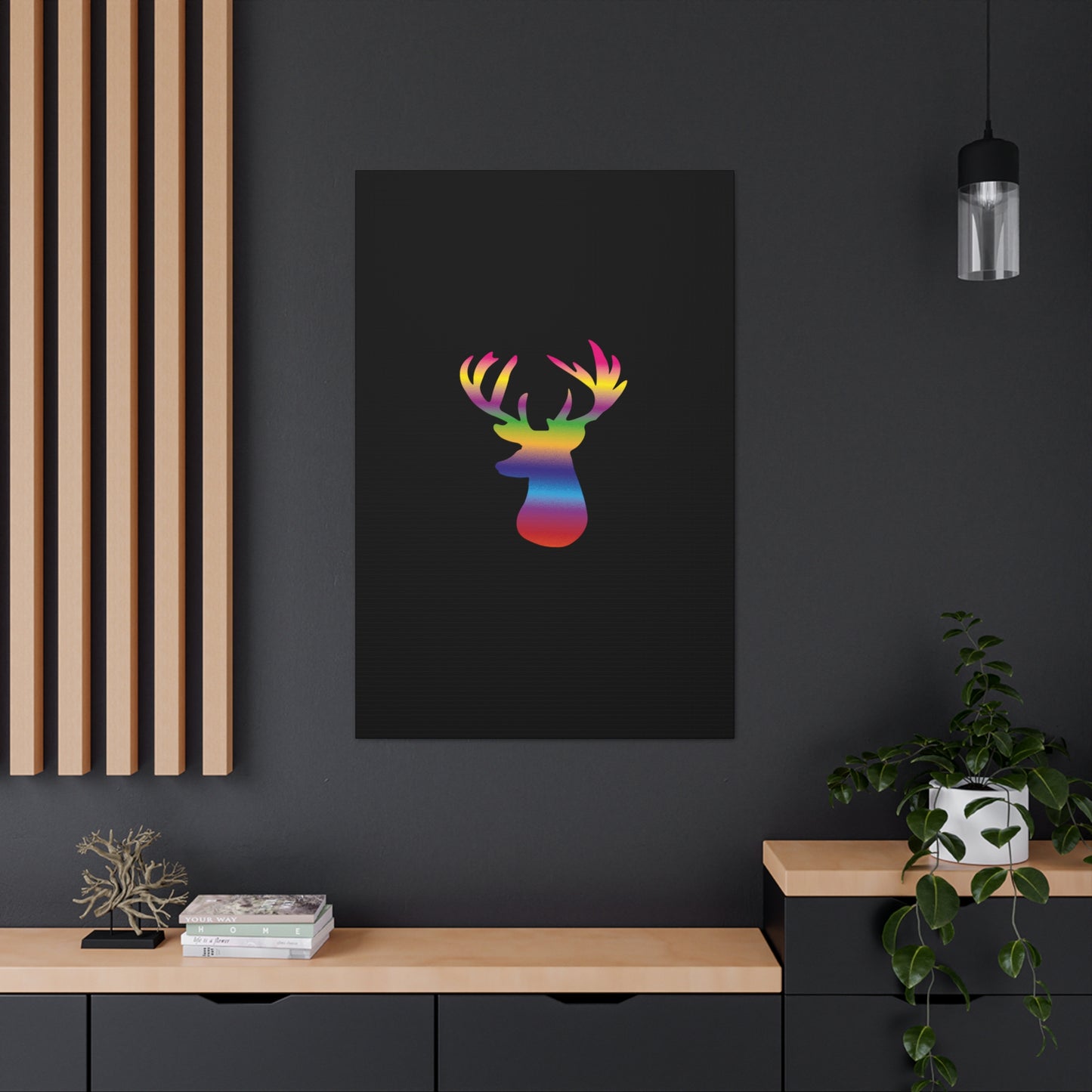 Rainbow Stag Head Canvas Gallery Wraps