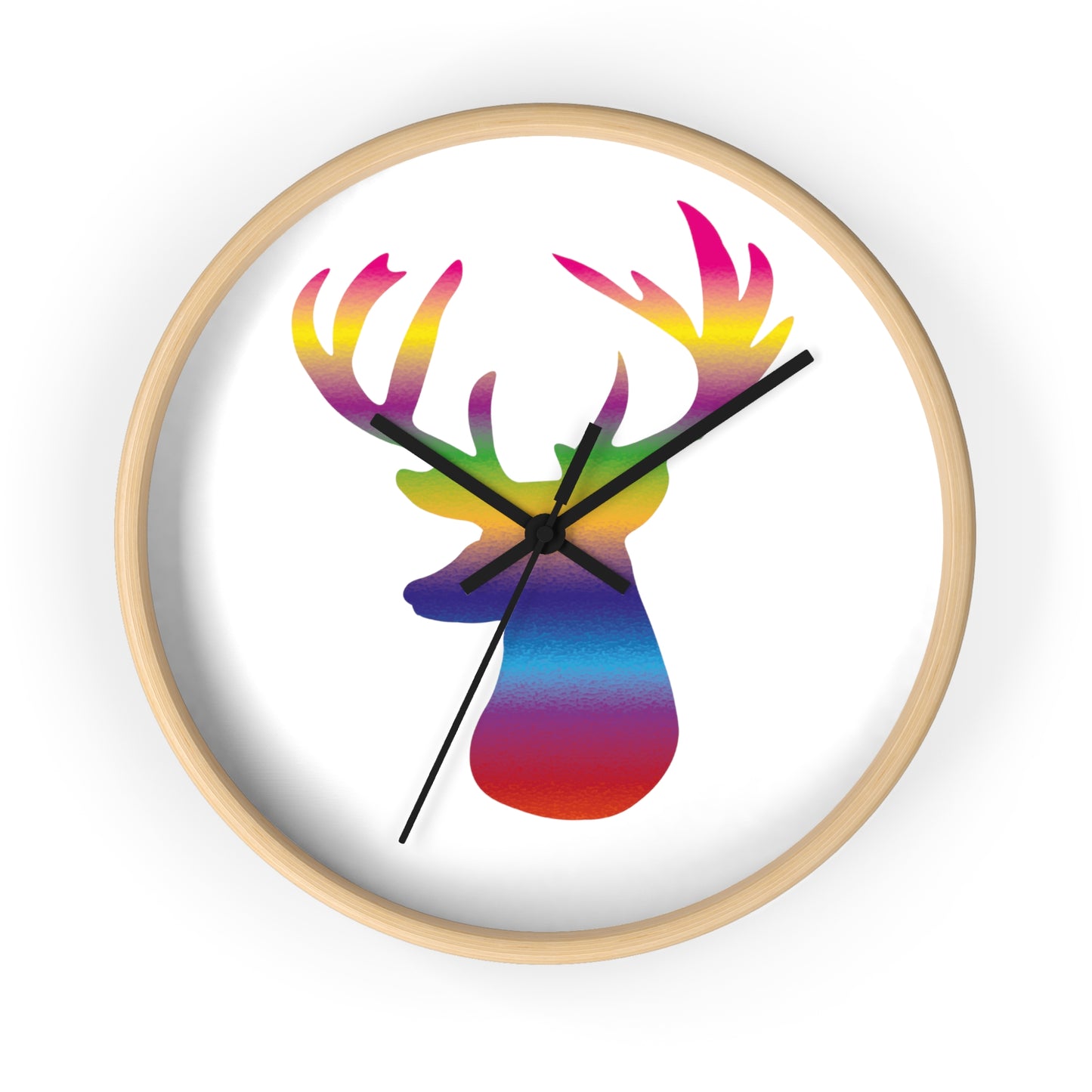 Rainbow Stag Head, Wall Clock