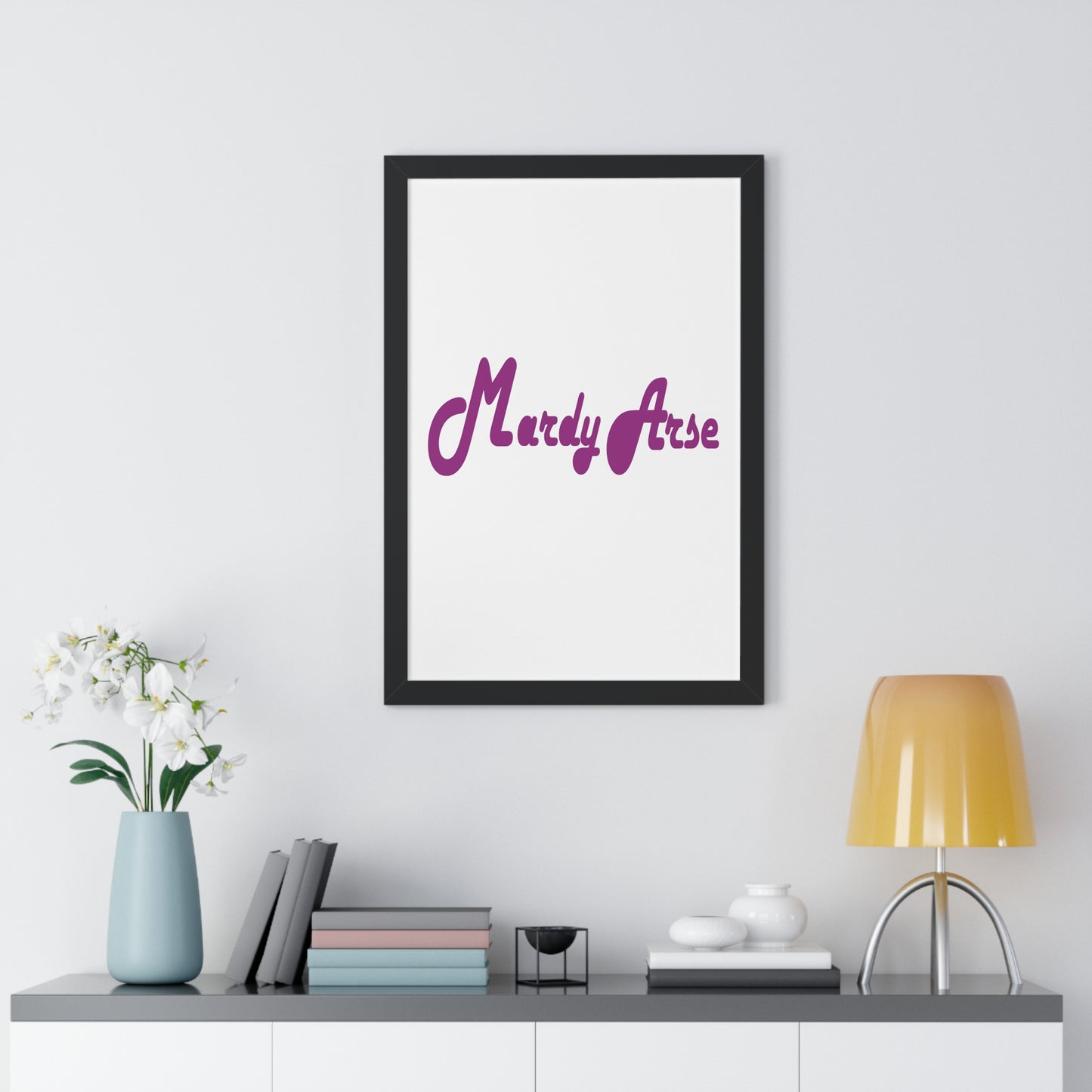 Mardy Arse, Sheffield Dialect Purple Typography Framed Vertical Poster