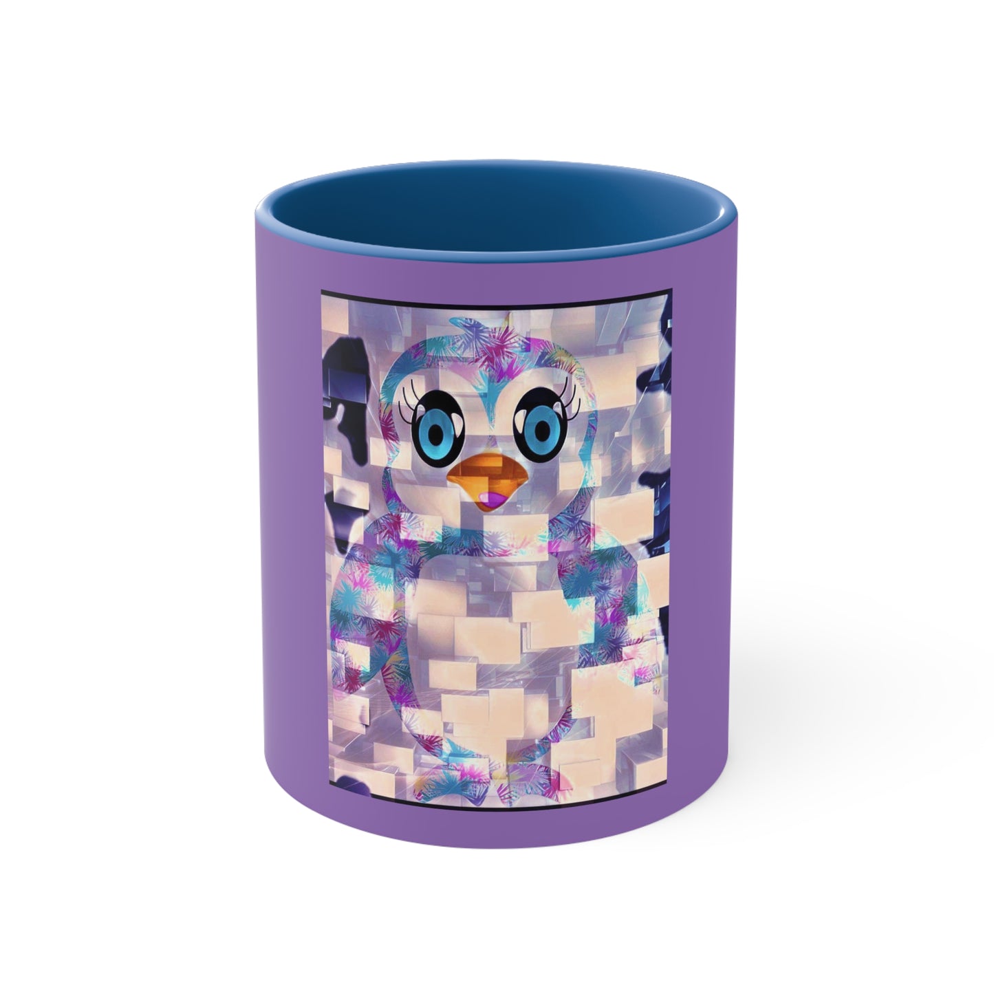 The Penguinies Block Art Purple Accent Coffee Mug, 11oz