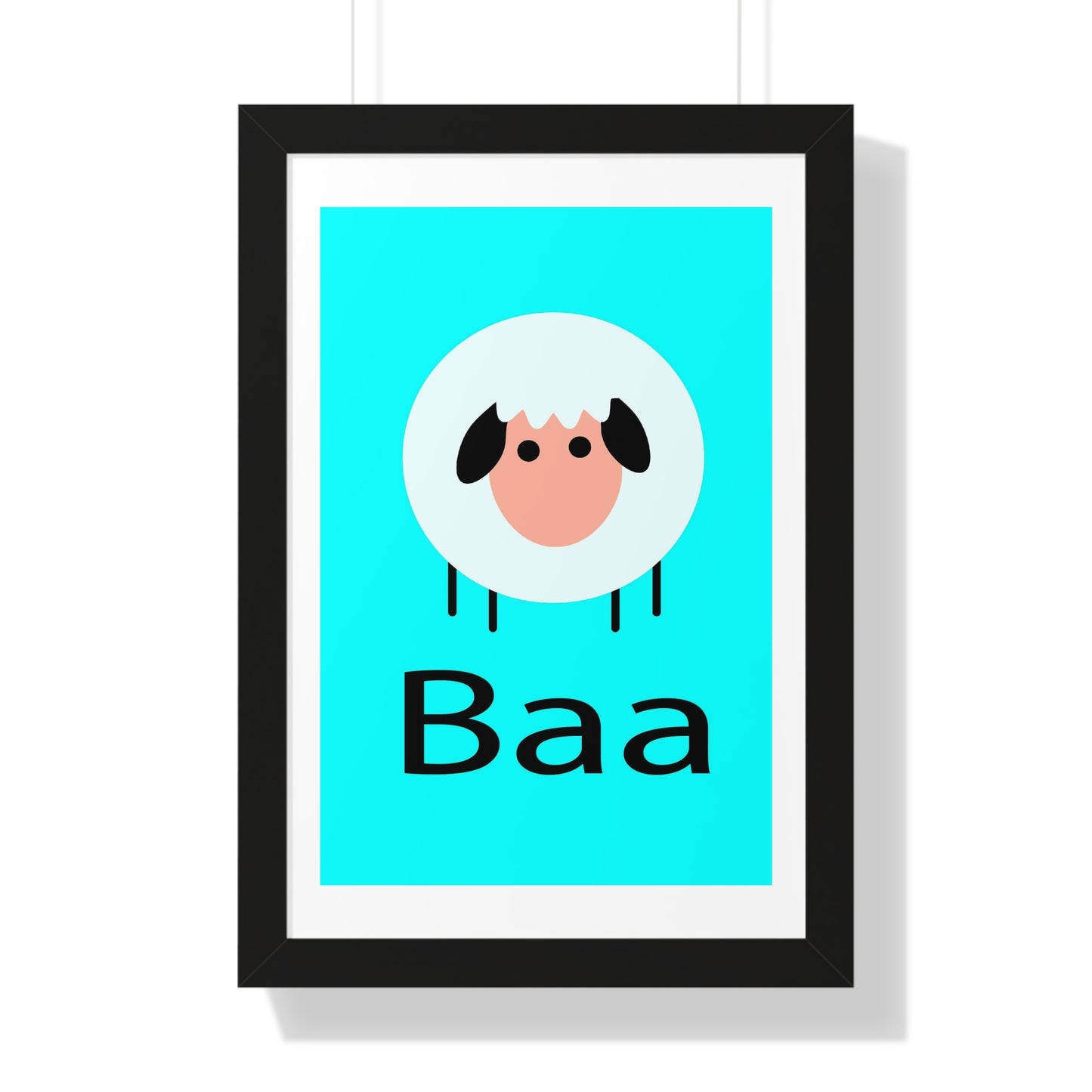 Sheep Baa Blue Art Framed Vertical Poster