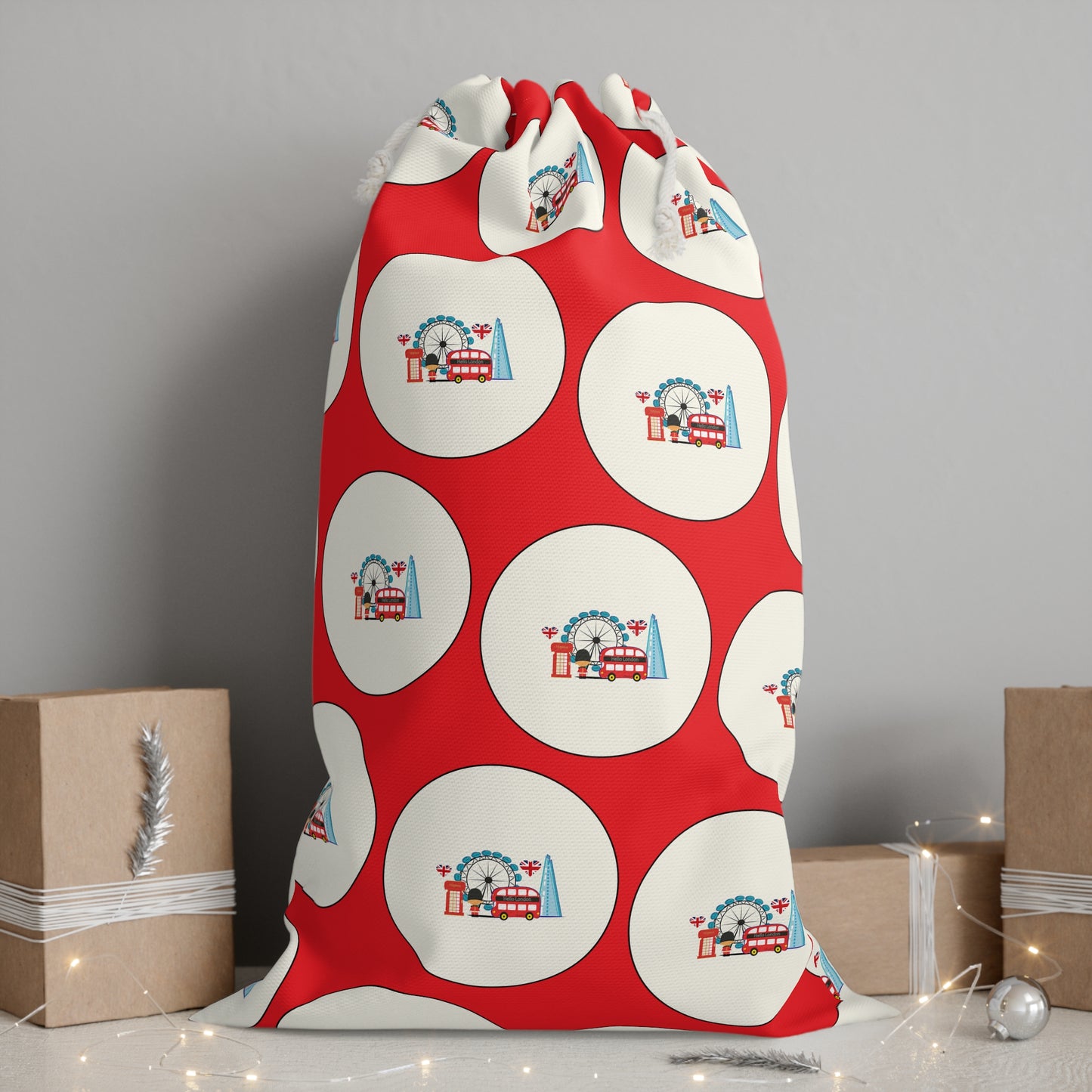 London Illustration City, Circle Pattern Red Sack