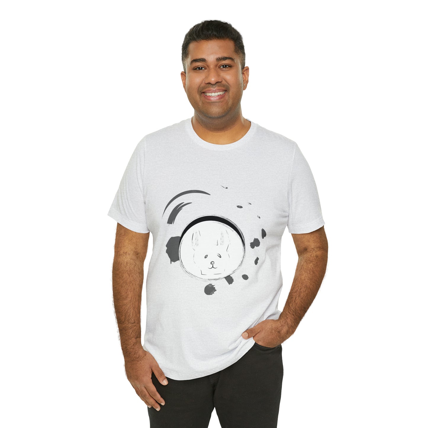 Rabbit Ink Black & White Art Unisex Jersey Short Sleeve Tee