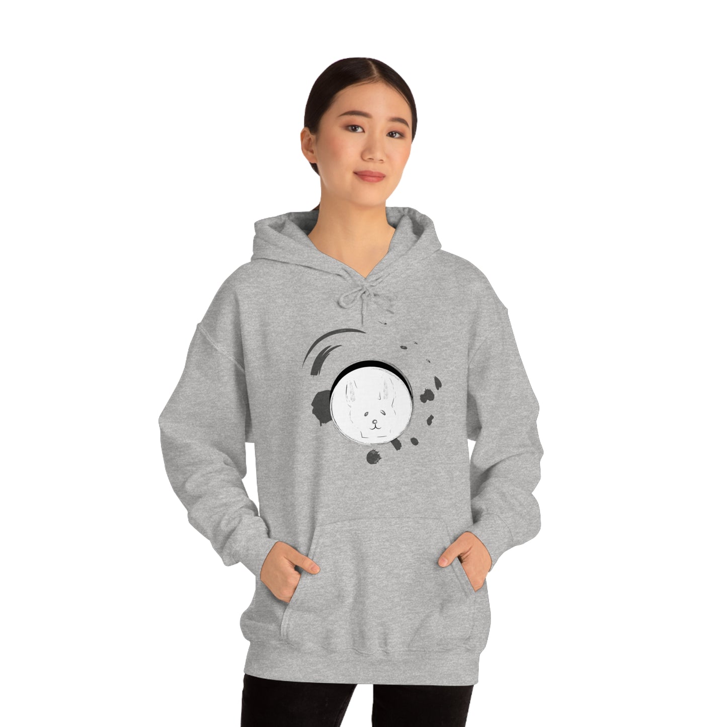 Rabbit Ink Black & White Art Unisex Heavy Blend™ Hooded Sweatshirt