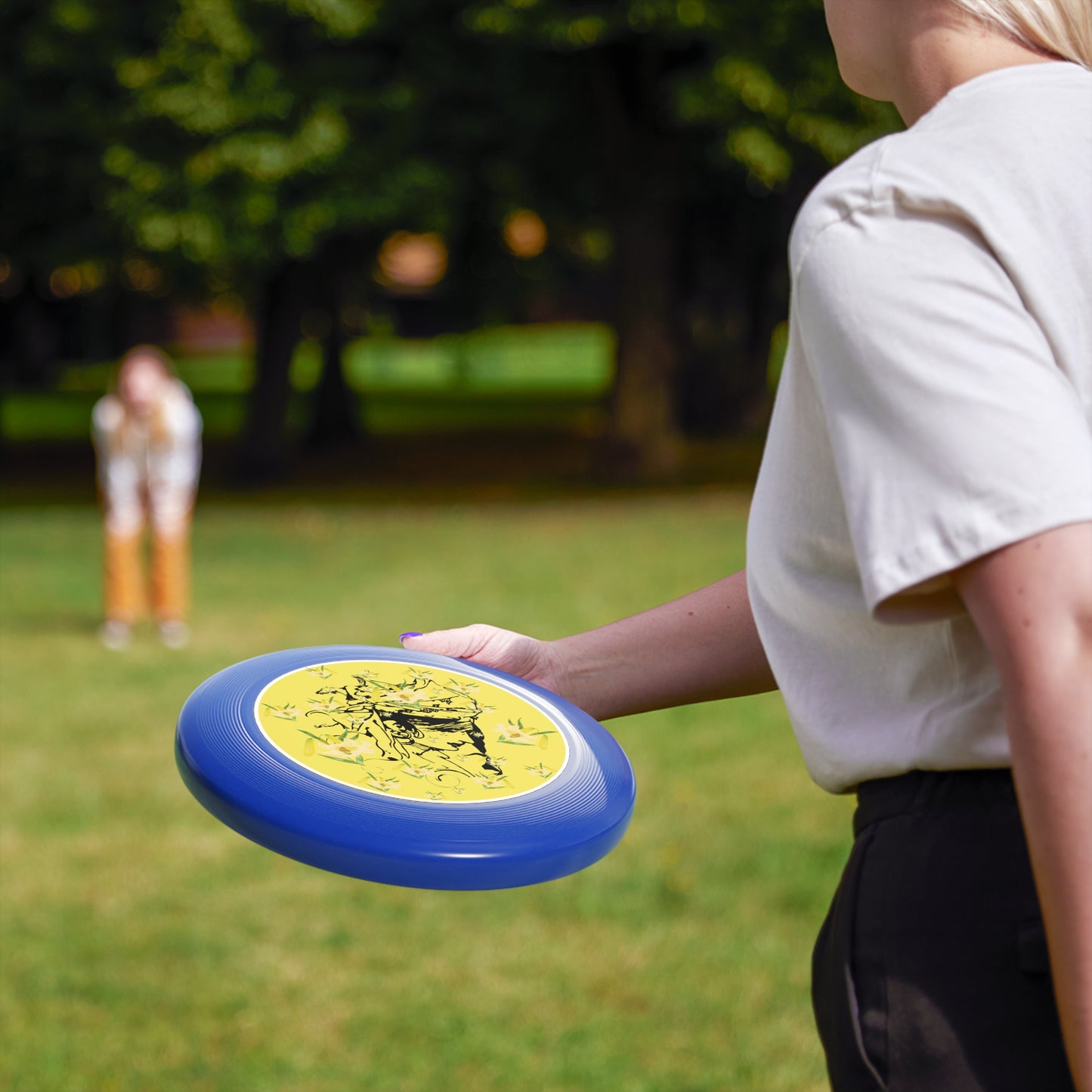 Daffodil Woman Art Wham-O Frisbee