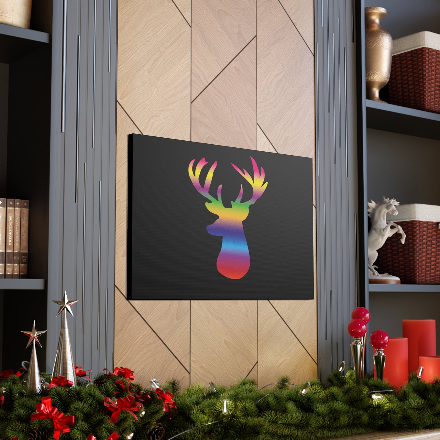 Rainbow Stag Head Canvas Gallery Wraps