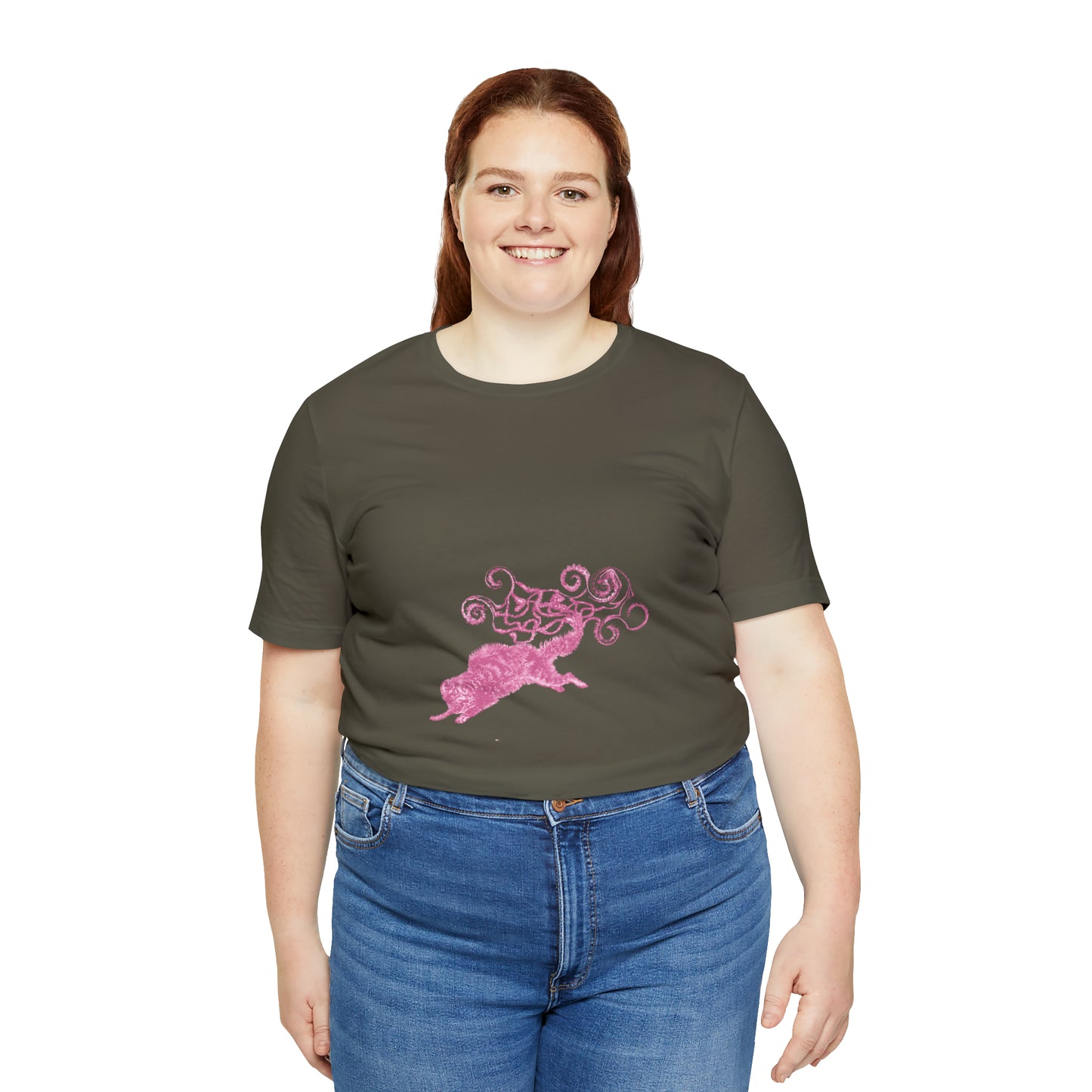 Pink Cat's Tail Art Unisex Jersey Short Sleeve Tee