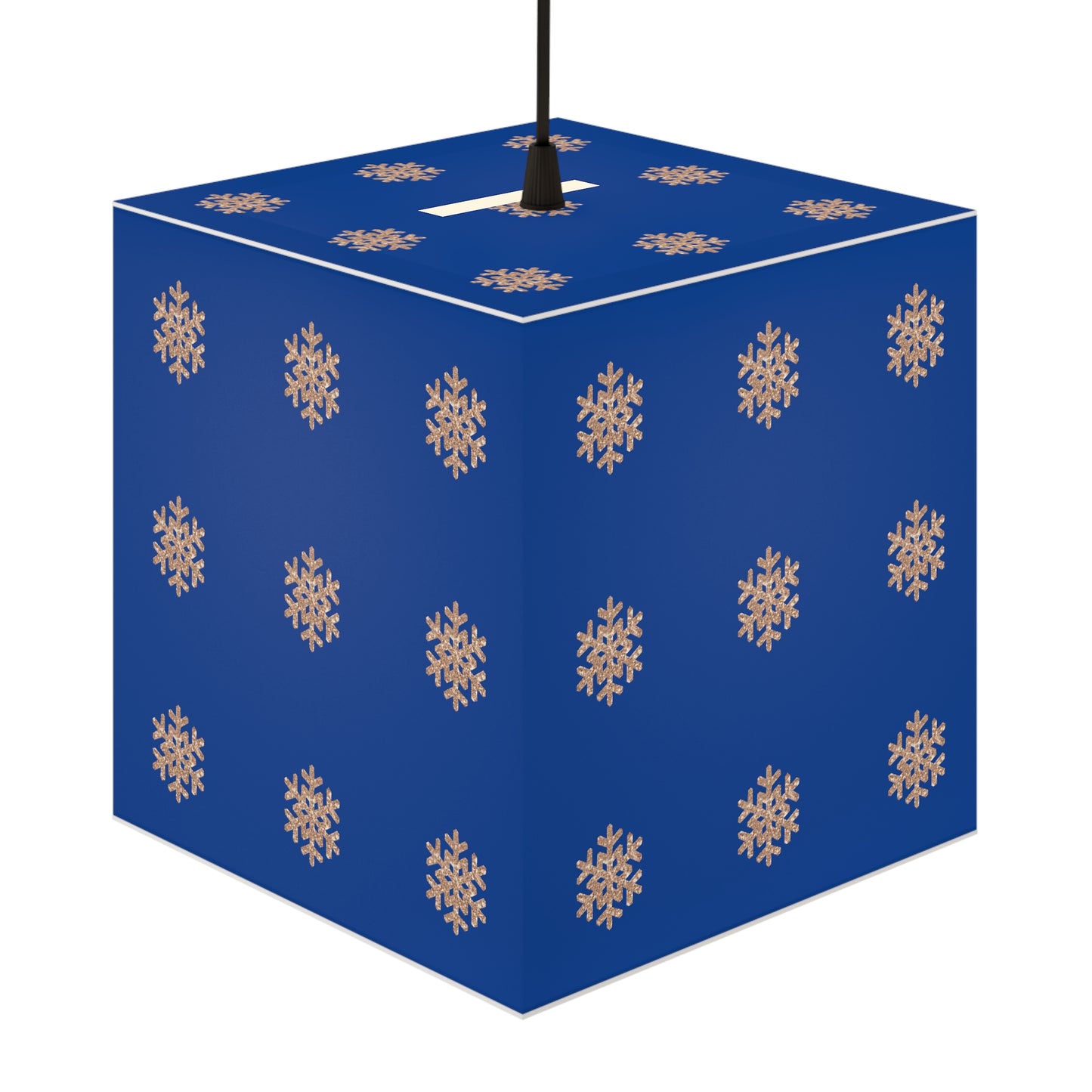 Rose Gold Glitter Snowflake, Dark Blue Light Cube Lamp