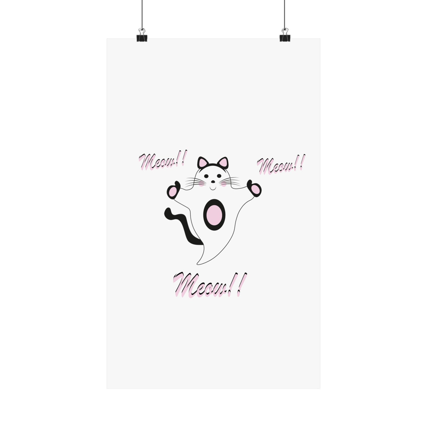 Meow Cat Ghost Halloween Matte Vertical Posters