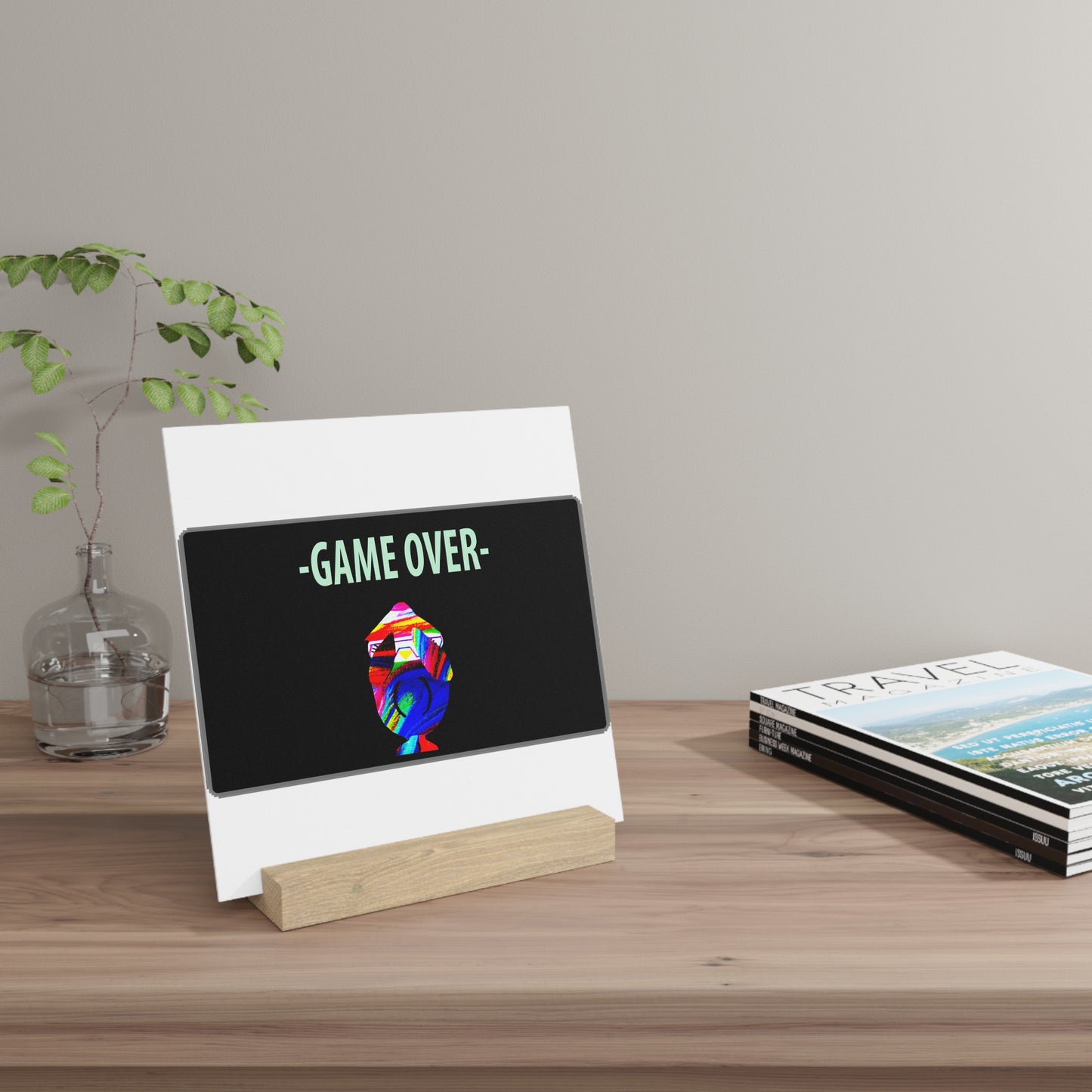 The Penguinies Retro Game Over Art Scene Gallery Board with Stand