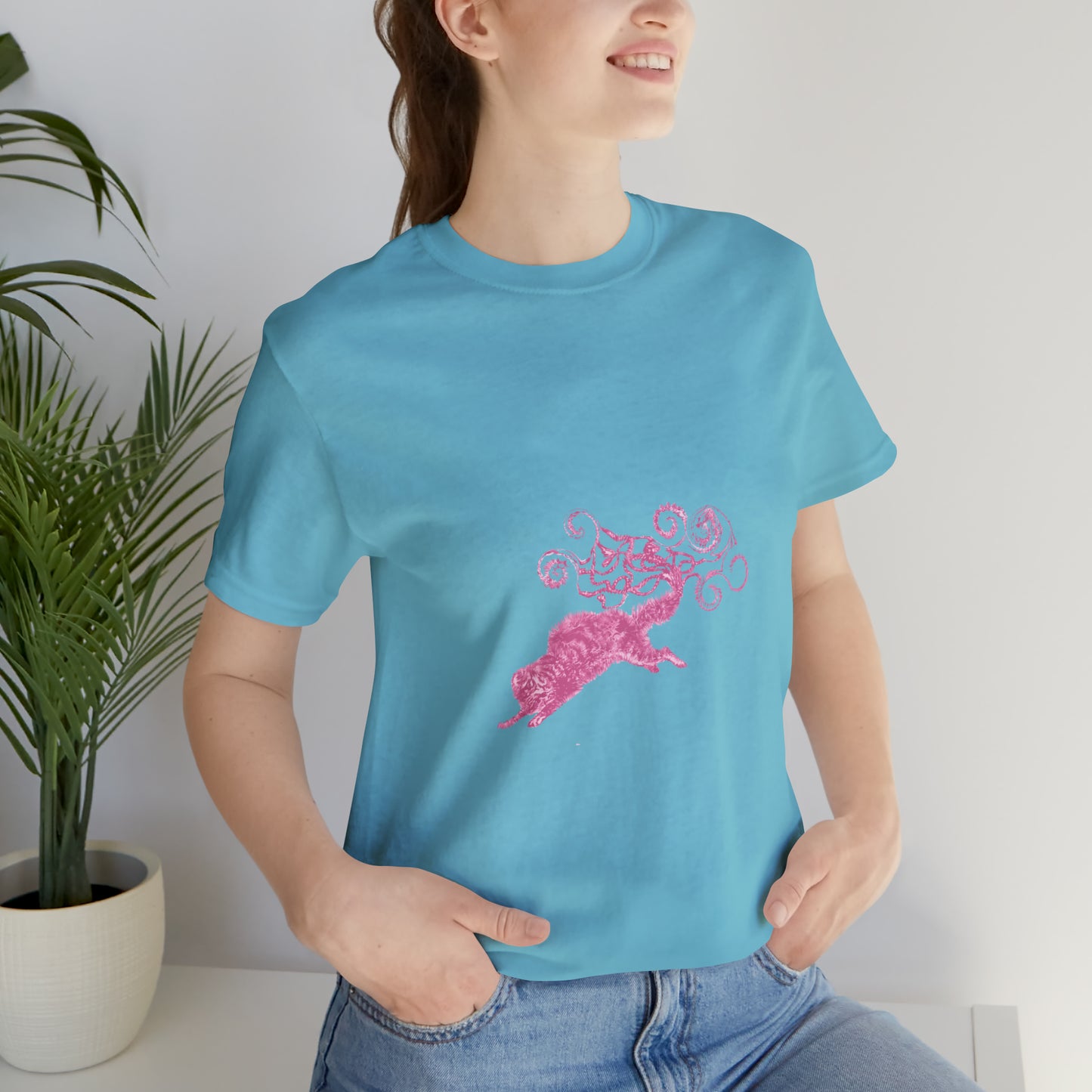 Pink Cat's Tail Art Unisex Jersey Short Sleeve Tee