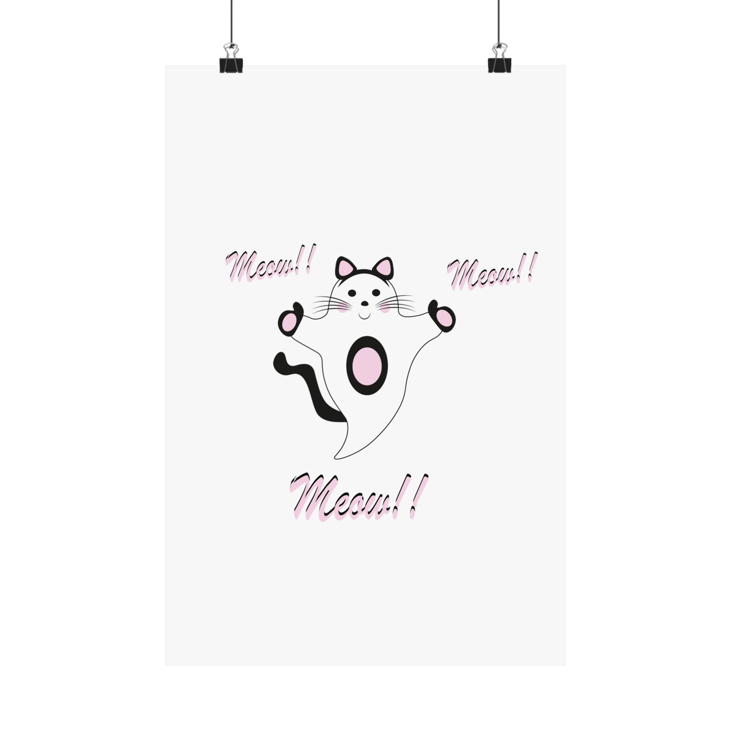 Meow Cat Ghost Halloween Matte Vertical Posters