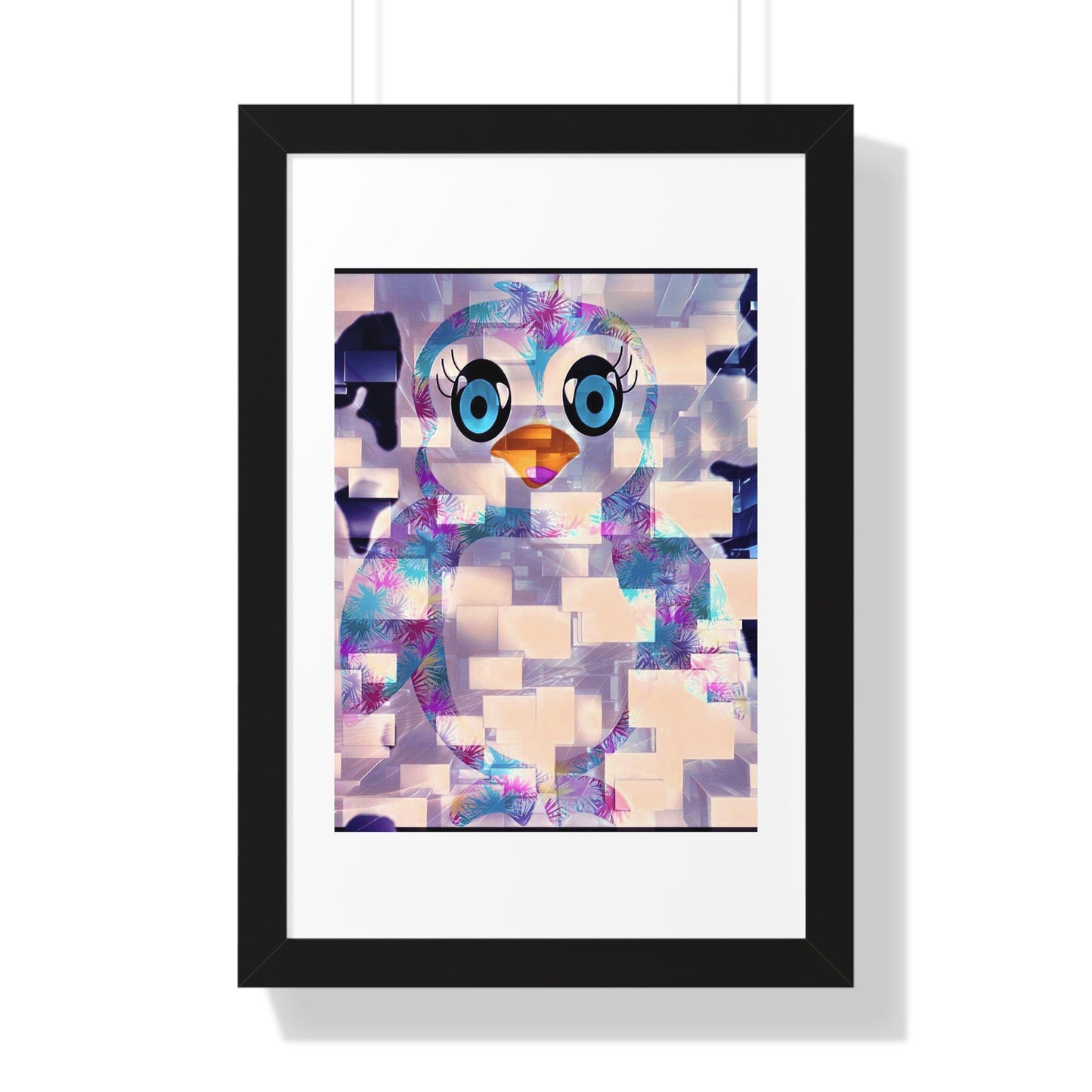 Penguinies Block Art Framed Vertical Poster