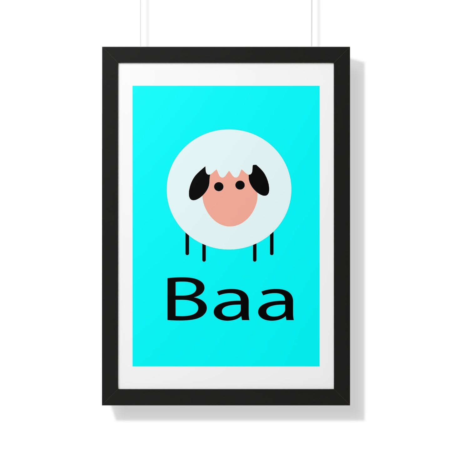 Sheep Baa Blue Art Framed Vertical Poster