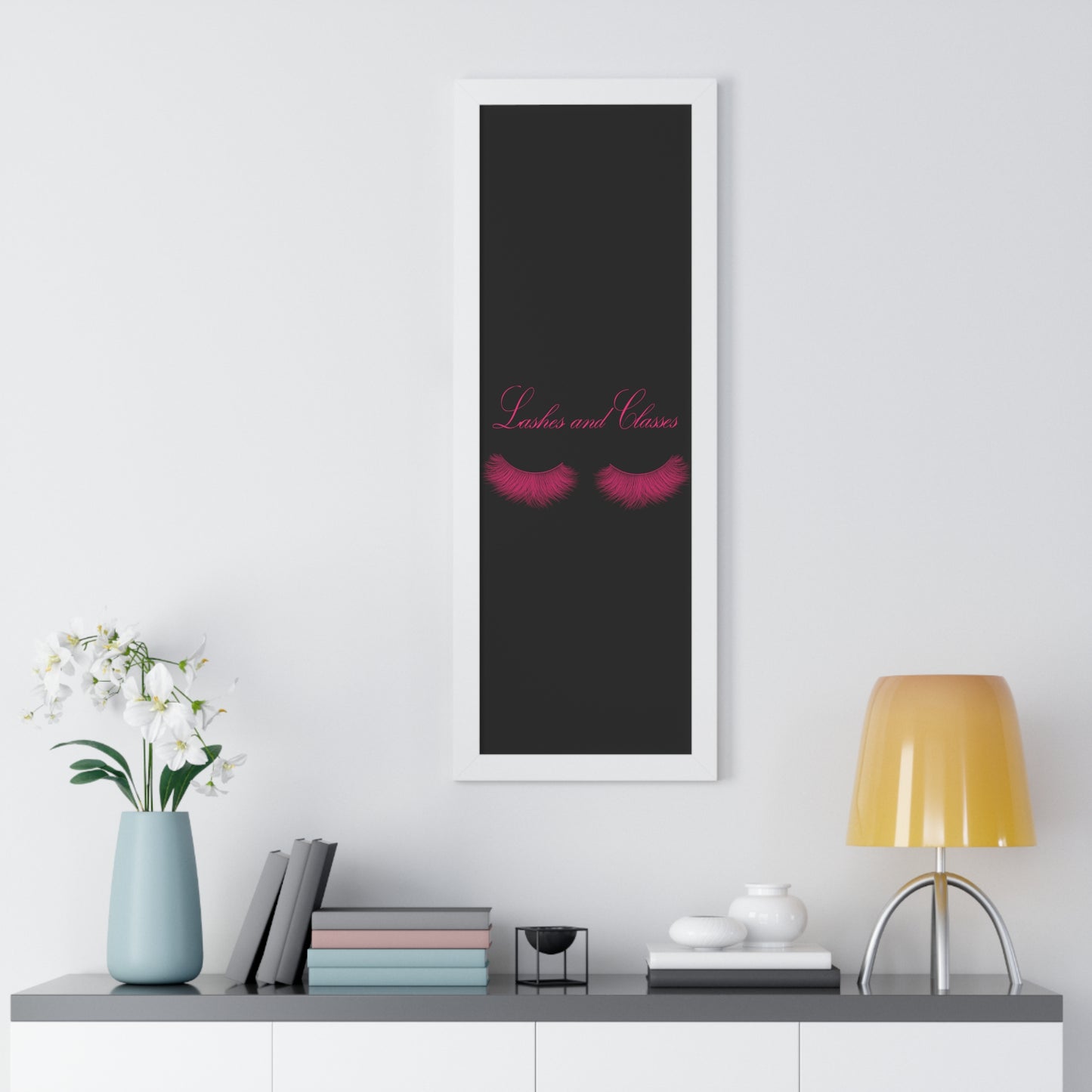 Lashes & Classes Pink and Black Framed Vertical Poster