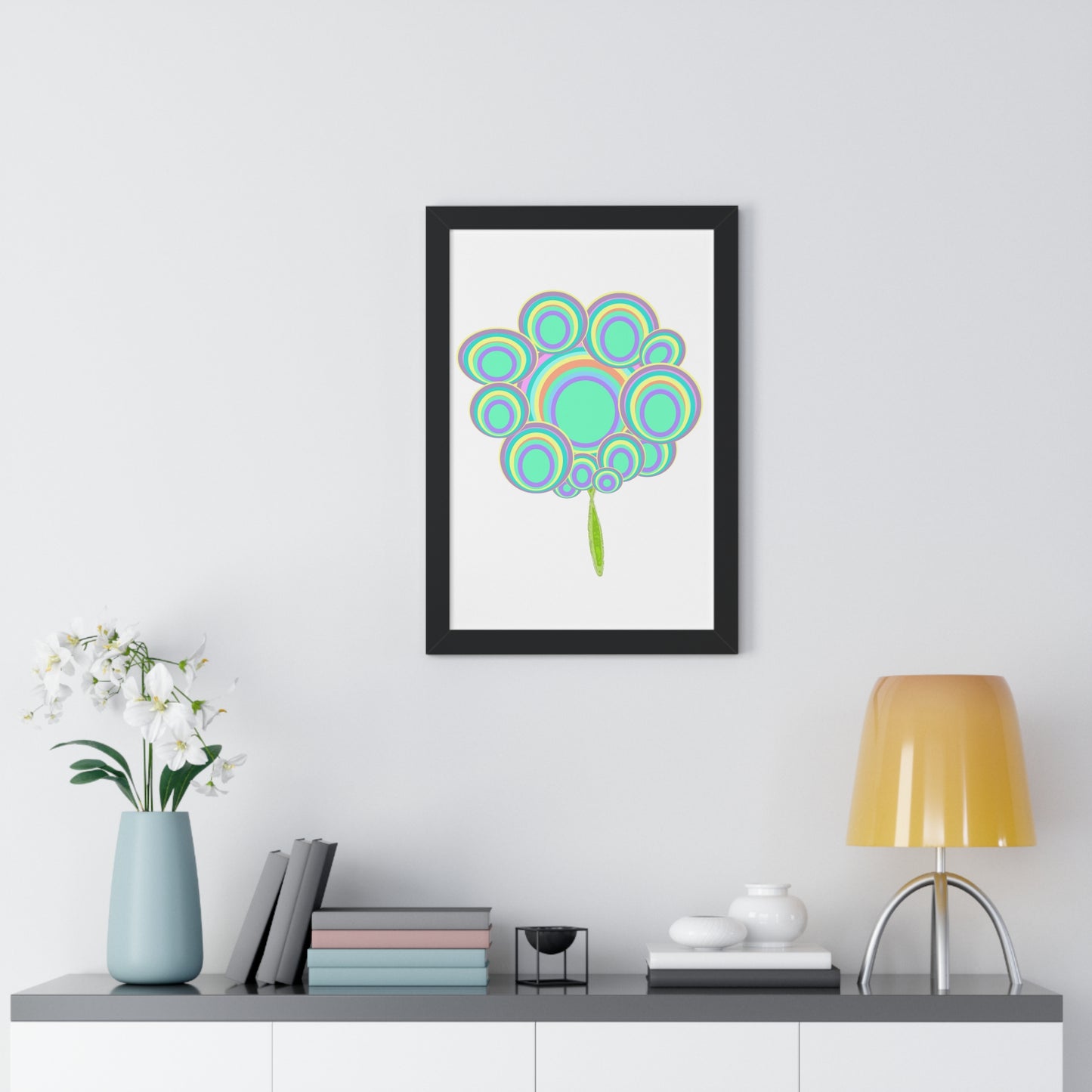 Circle Tree Art Illustration Framed Vertical Poster