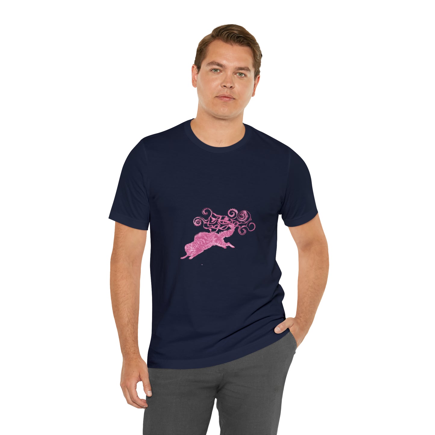 Pink Cat's Tail Art Unisex Jersey Short Sleeve Tee