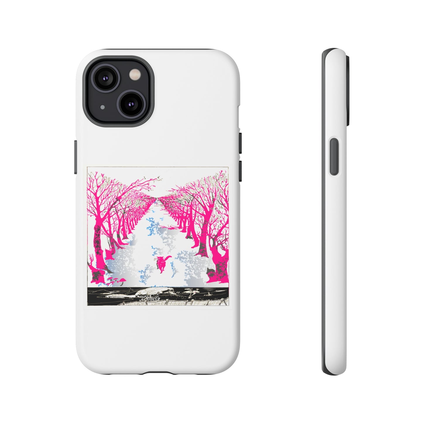 Pink Cat in the Woods Art Tough Cases