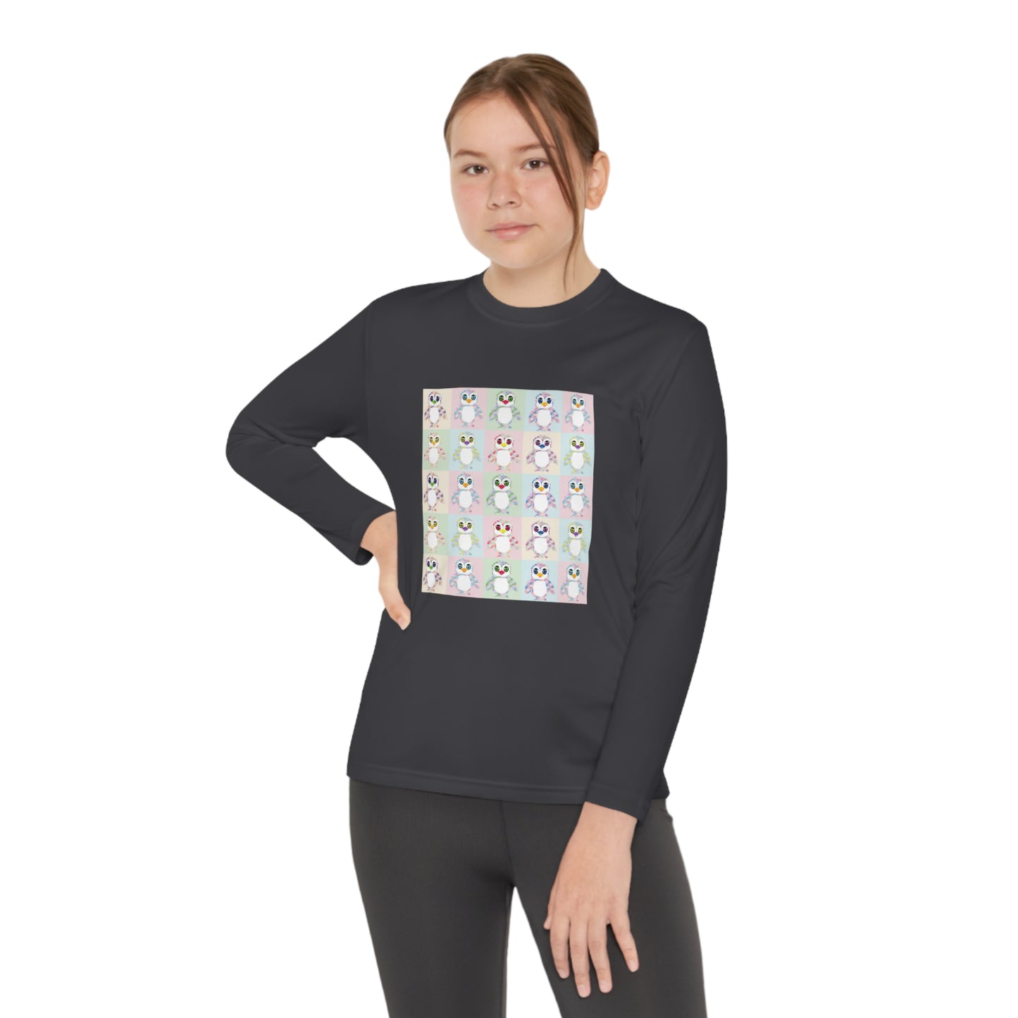 The Penguinies Pop Art Youth Long Sleeve Competitor Tee