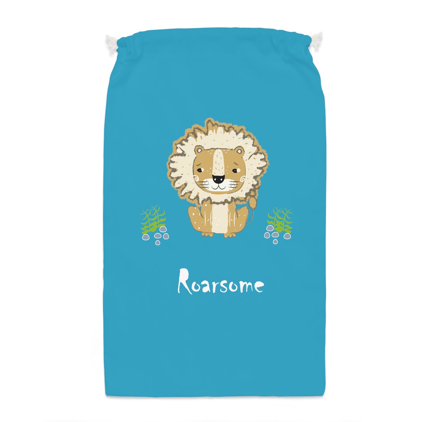 Lion Roarsome Illustration, Turquoise Sack