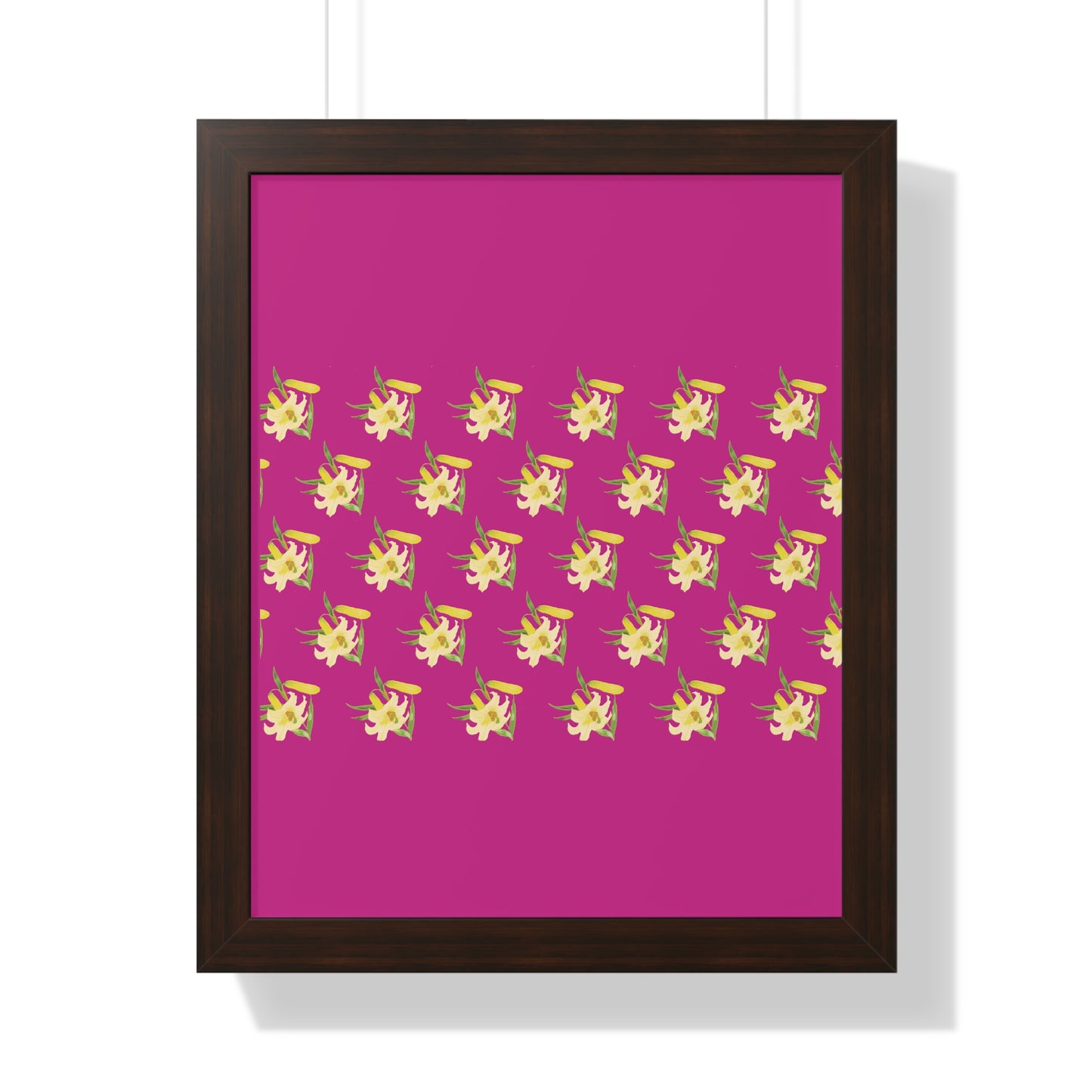 Daffodil Pattern Art Pink Framed Vertical Poster