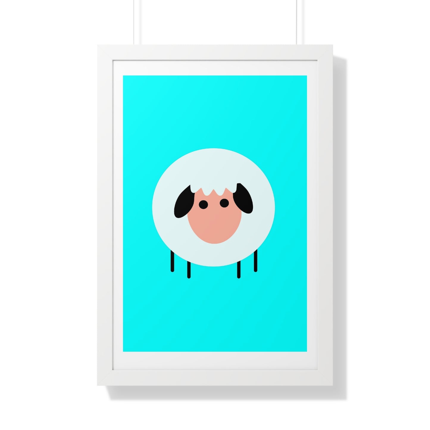 Sheep Blue Art Framed Vertical Poster