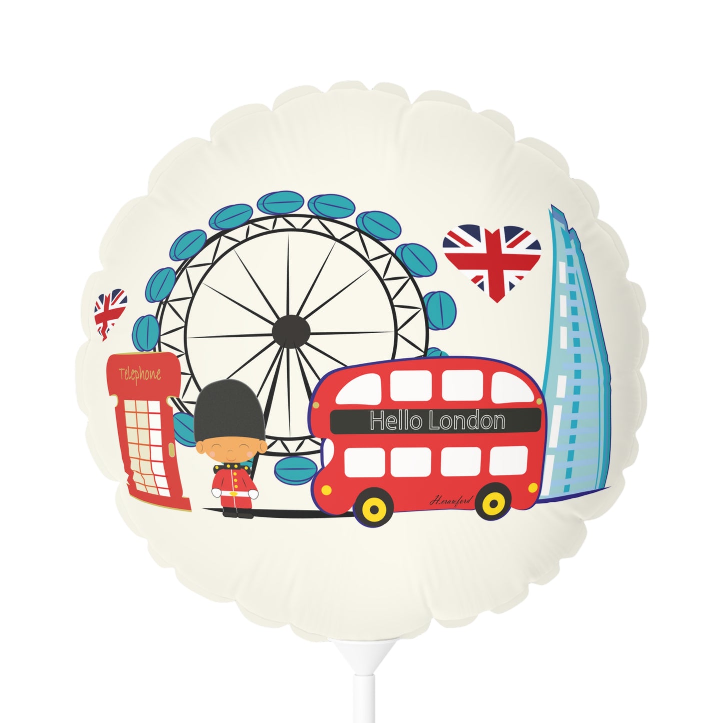 London Illustration Art Balloon (Round and Heart-shaped), 11"