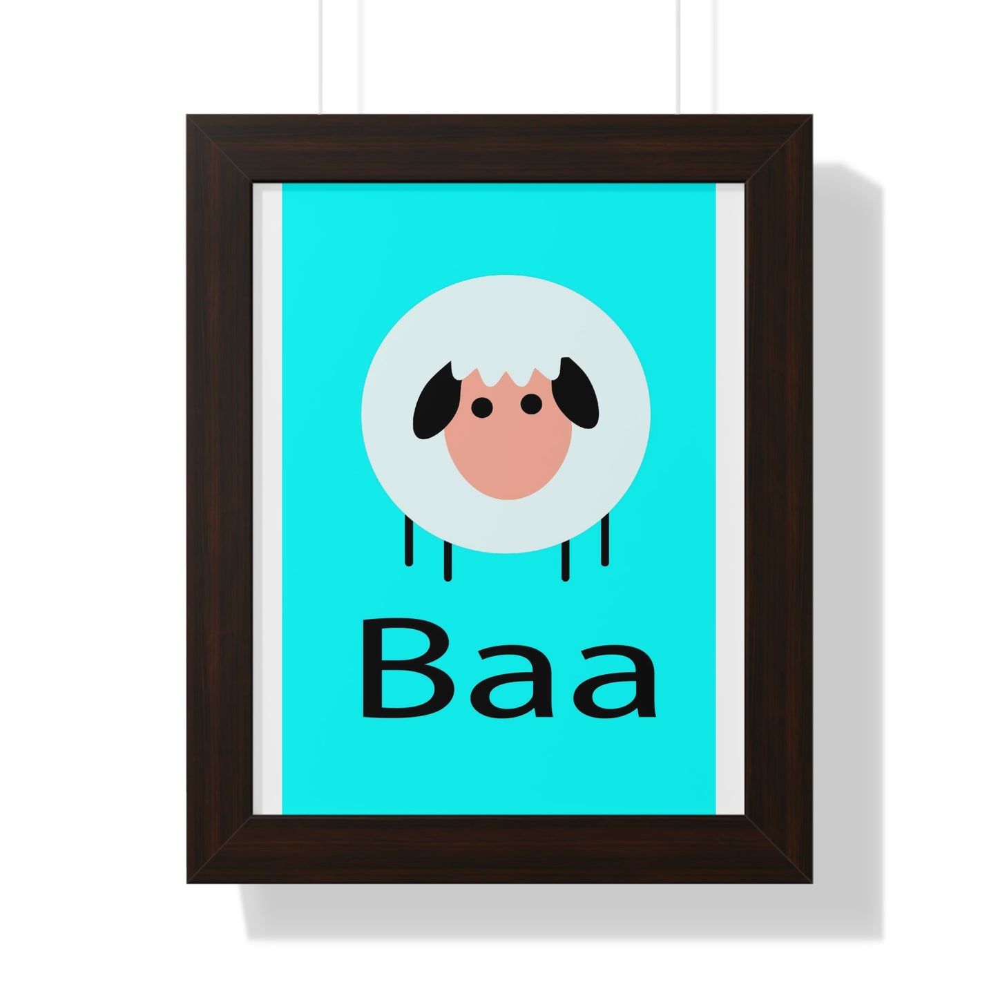 Sheep Baa Blue Art Framed Vertical Poster