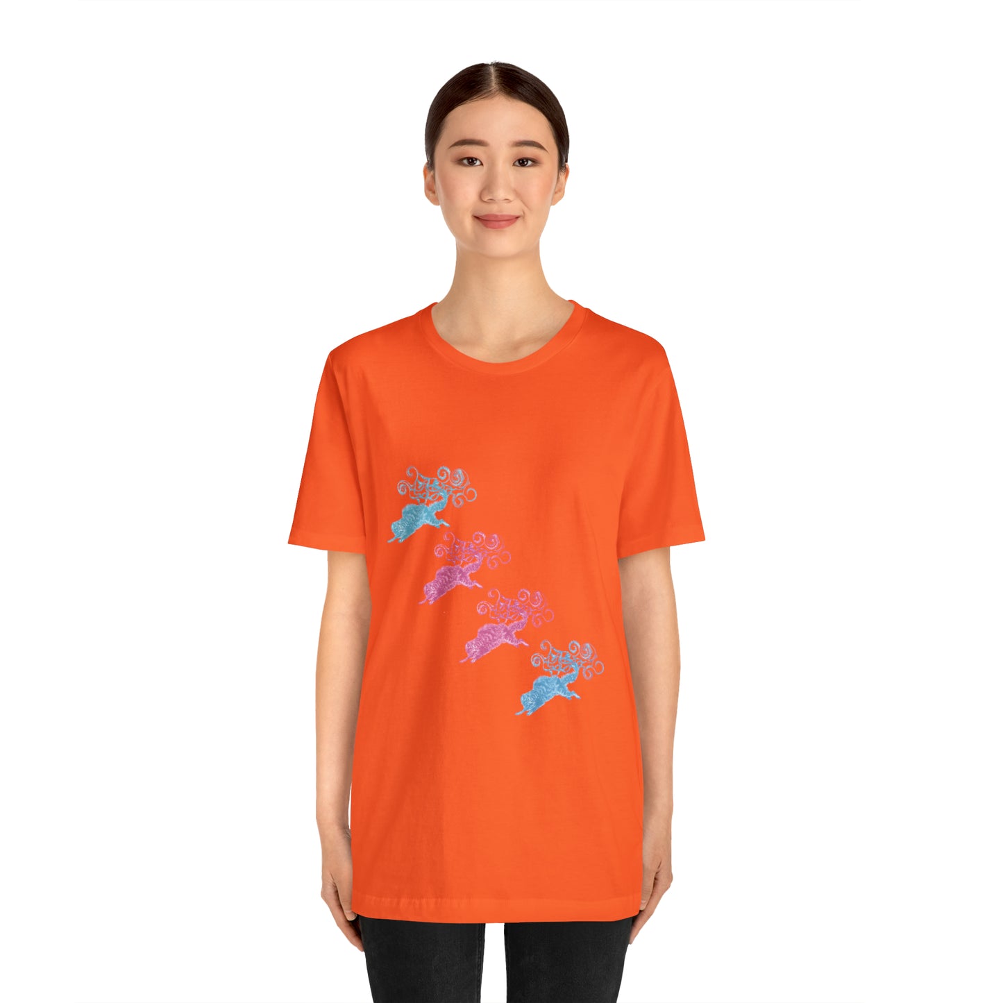 Pink & Blue Cat's Tail's Art Unisex Jersey Short Sleeve Tee