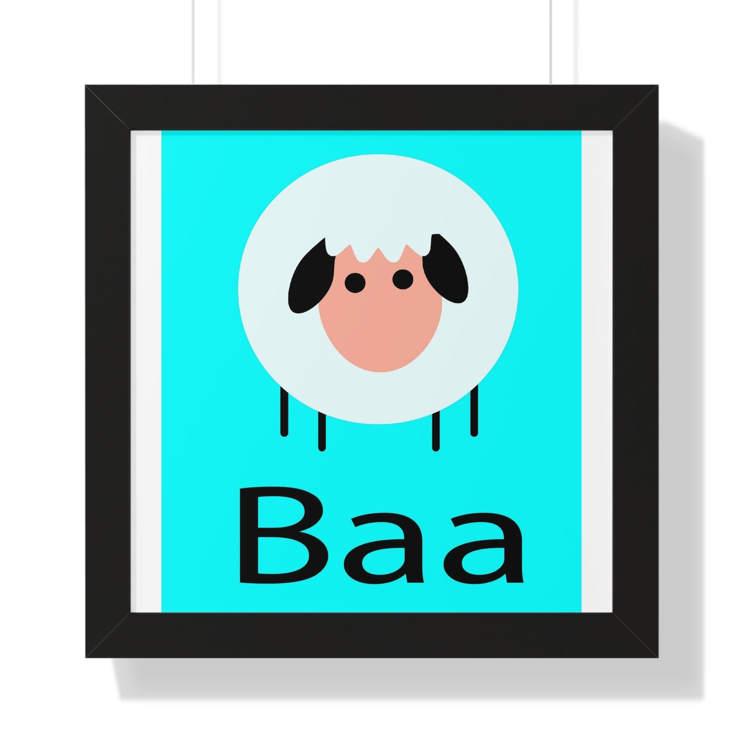 Sheep Baa Blue Art Framed Vertical Poster