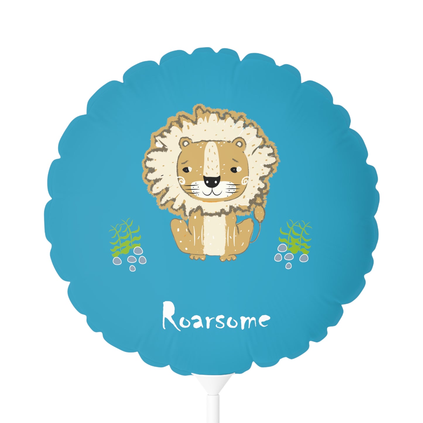 Lion Roarsome Illustration Turquoise Balloon (Round and Heart-shaped), 11"