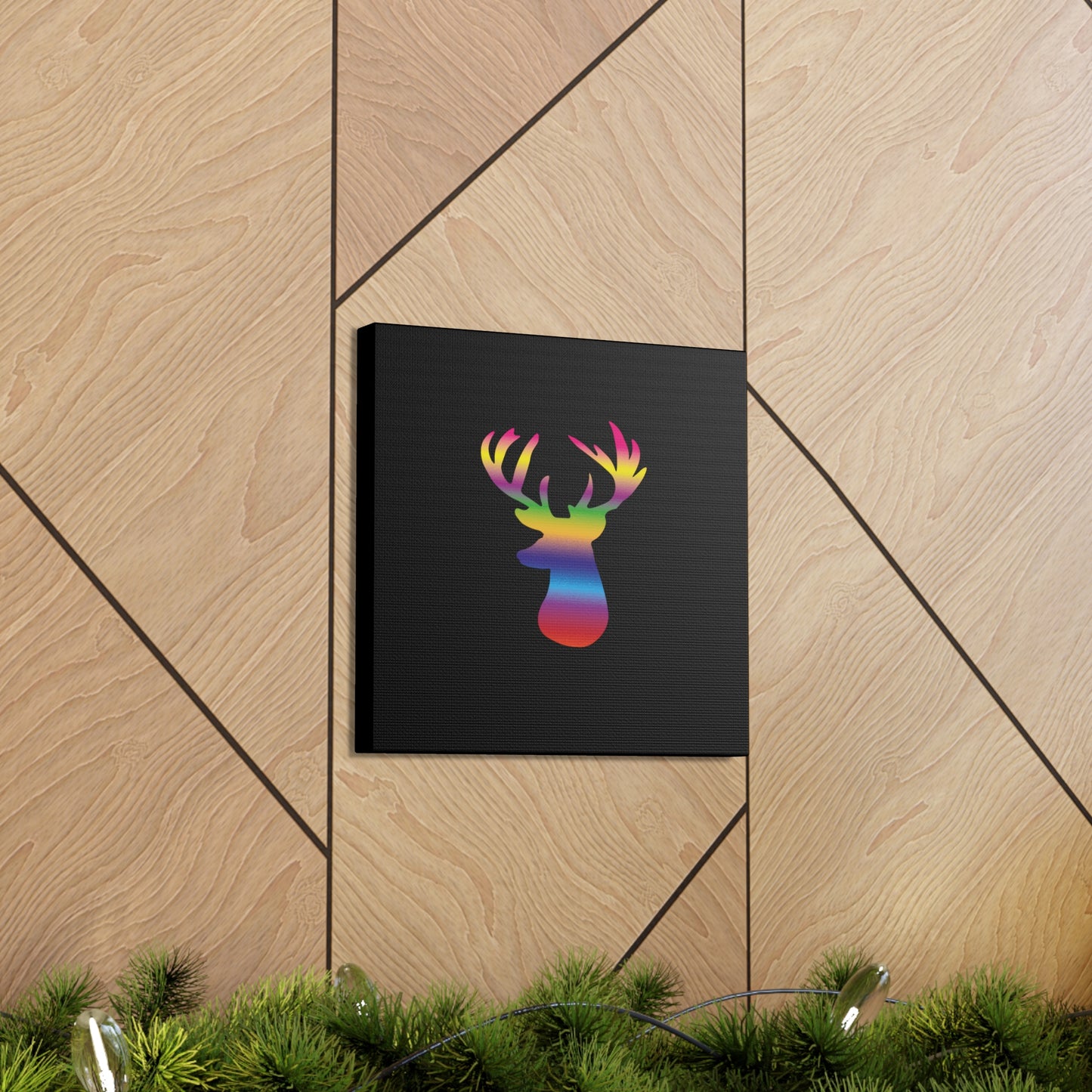 Rainbow Stag Head Canvas Gallery Wraps